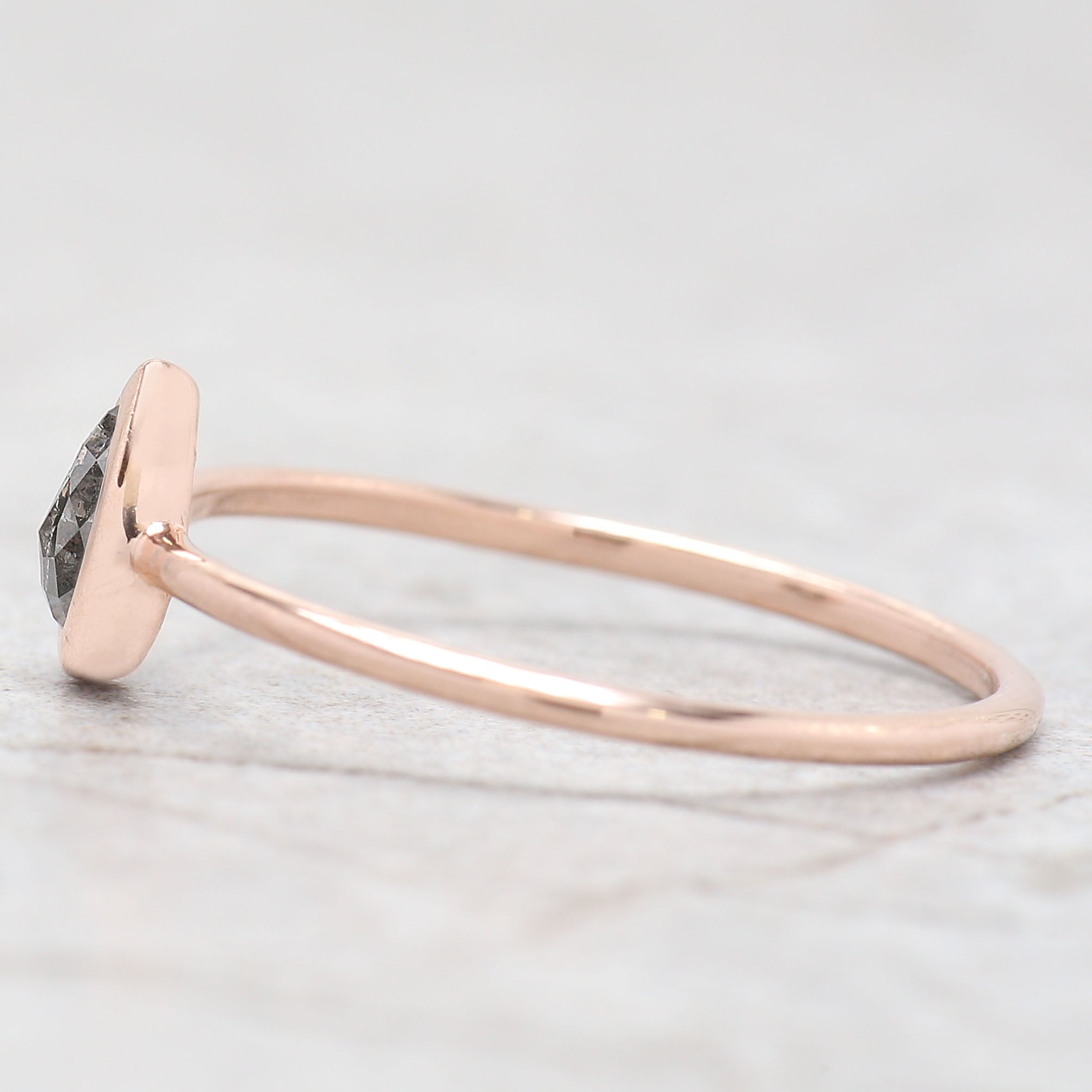 Pear Cut Salt And Pepper Diamond Ring 0.39 Ct 5.40 MM Pear Diamond Ring 14K Solid Rose Gold Silver Pear Engagement Ring Gift For Her QLB280