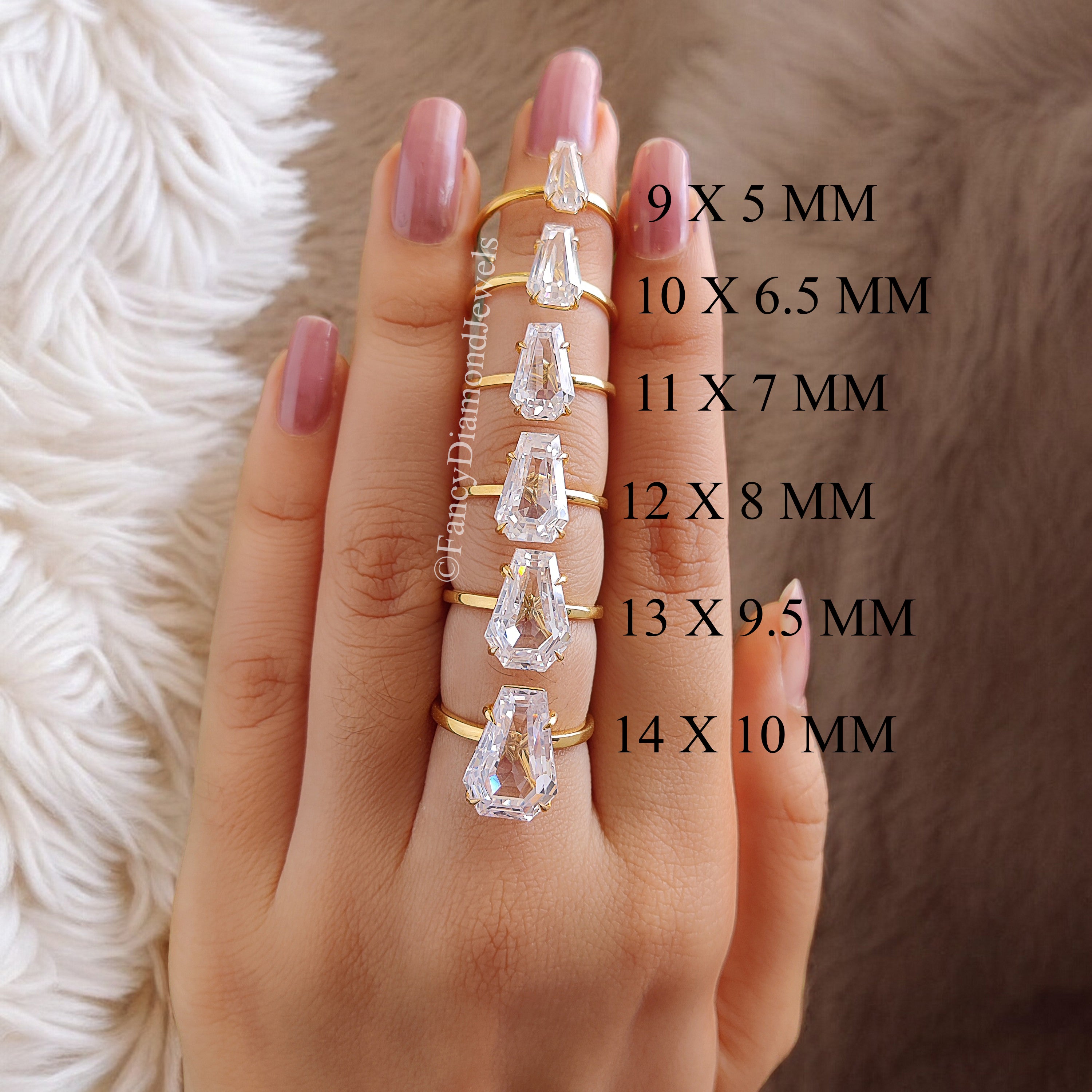 Coffin Cut engagement ring 14mm 13mm 12mm 11mm 10mm 9mm stone ring Silver ring Diamond ring Simulant ring Solitaire ring Gift for her FD216