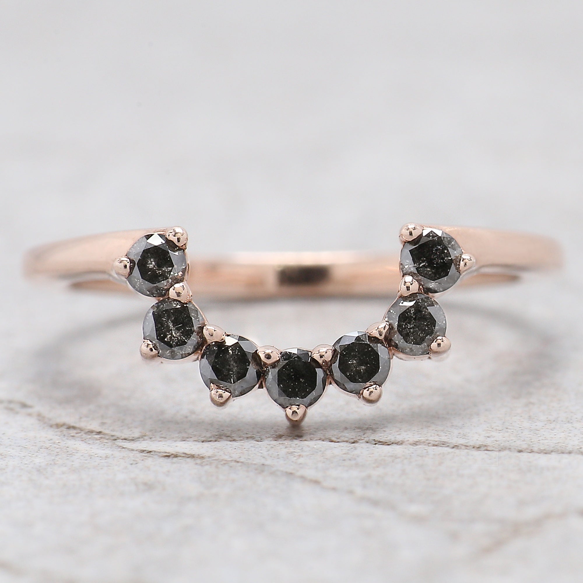 1.37 Ct Natural Pear Cut Salt And Pepper Diamond Ring 9.60 MM Pear Diamond Ring 14K Solid Rose Gold Silver Engagement Ring Pear Ring QL1577