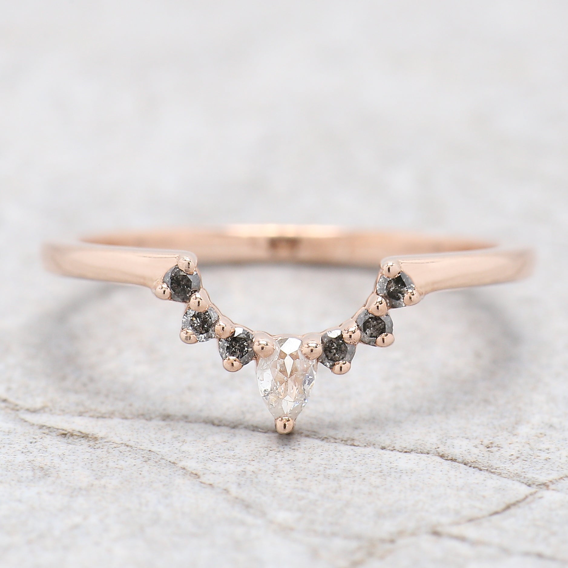 Cushion Cut Salt And Pepper Diamond Ring 0.61 Ct 5.20 MM Cushion Shape Diamond Ring 14K Rose Gold Silver Engagement Ring Gift For Her QL2717