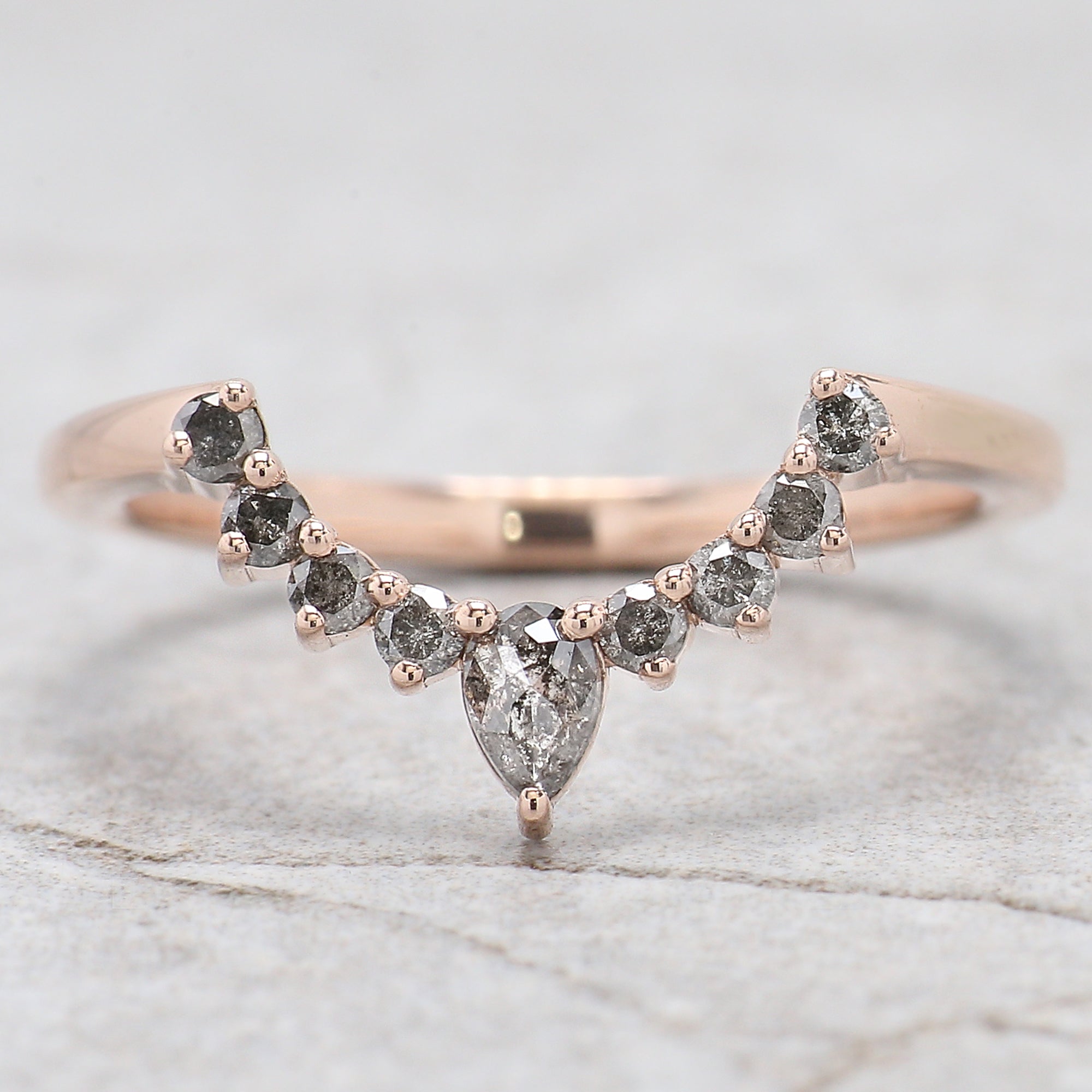 Round Rose Cut Salt And Pepper Diamond Ring 1.69 Ct 7.36 MM Round Diamond Ring 14K Rose Gold Silver Engagement Ring Gift For Her QL1949