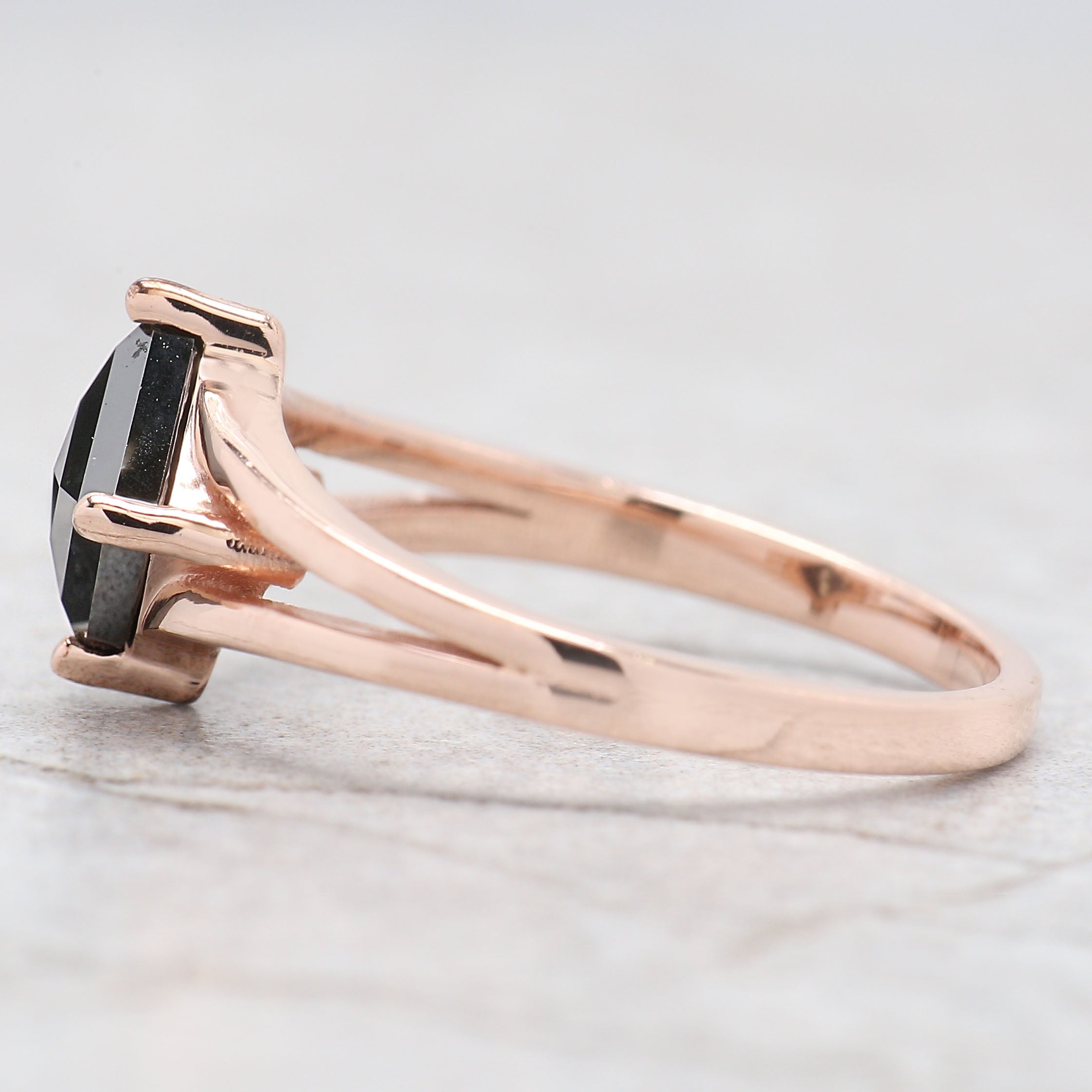 IGI Certified Princess Cut Black Color Diamond Ring 1.33 Ct 5.85 MM Princess Cut Diamond Ring 14K Rose Gold Silver Engagement Ring Gift For Her QL8961