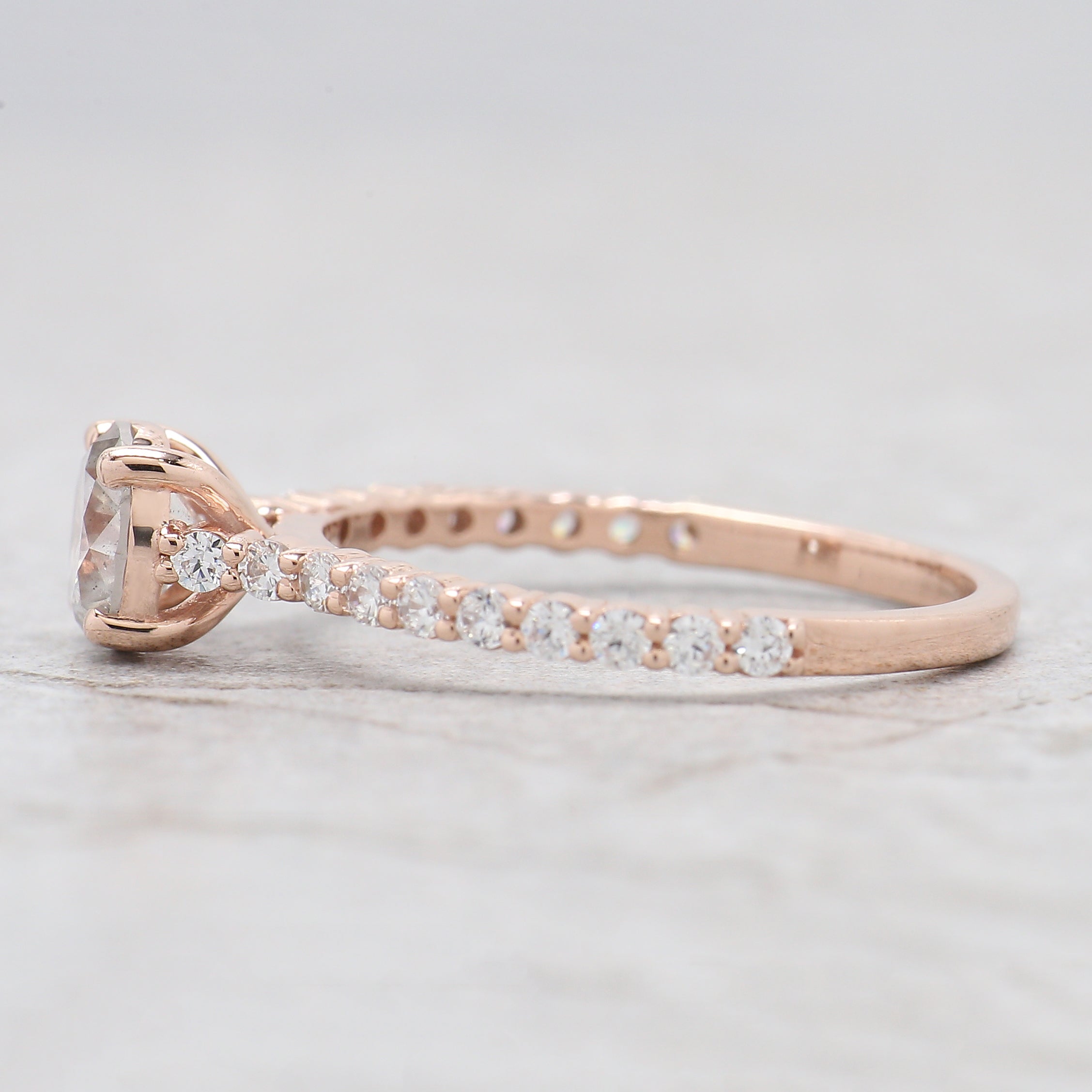 IGI Certified Round Salt And Pepper Diamond Ring 0.73 Ct 5.70 MM Round Diamond Ring 14K Solid Rose Gold Silver Engagement Ring Gift For Her QL2144