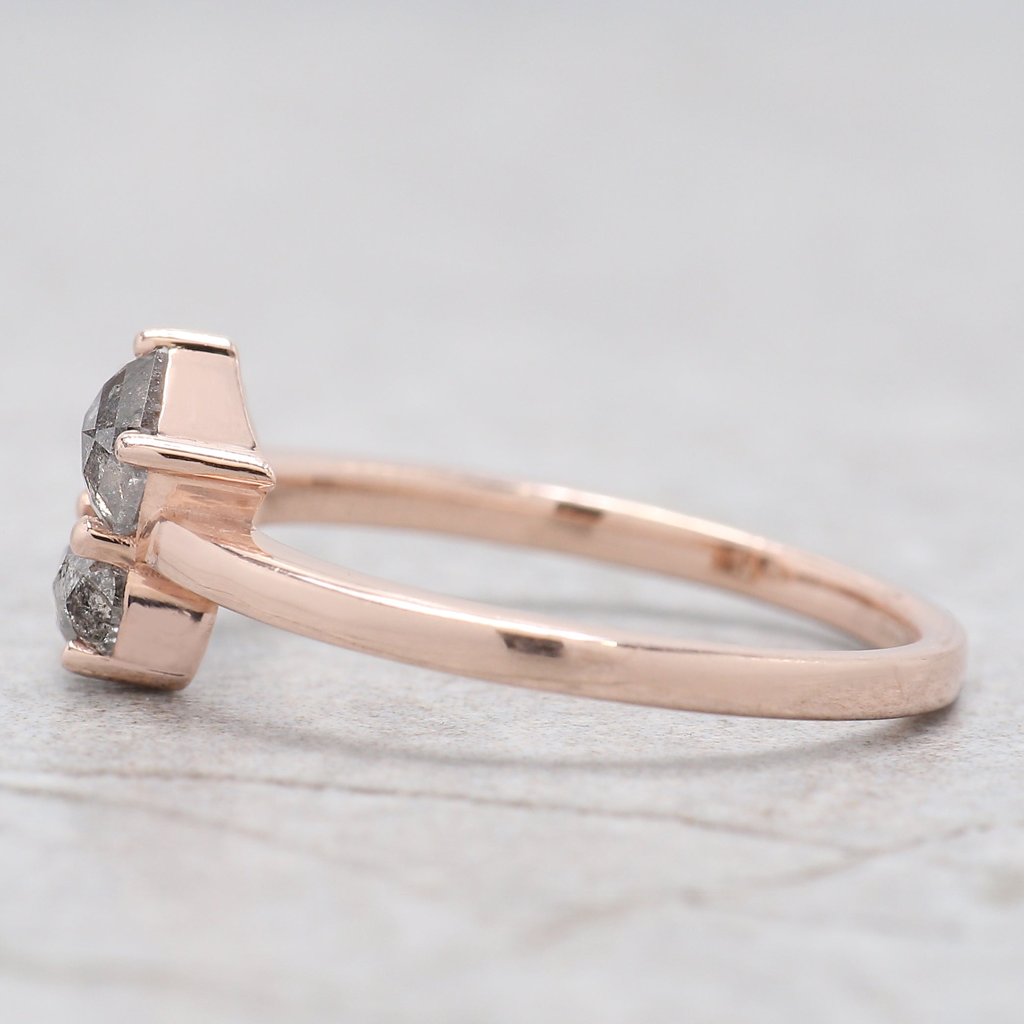 Mix Shape Salt And Pepper Diamond Ring 0.85 Ct 4.80 MM Mix Shape Diamond Ring 14K Solid Rose Gold Silver Engagement Ring Gift For Her QL636