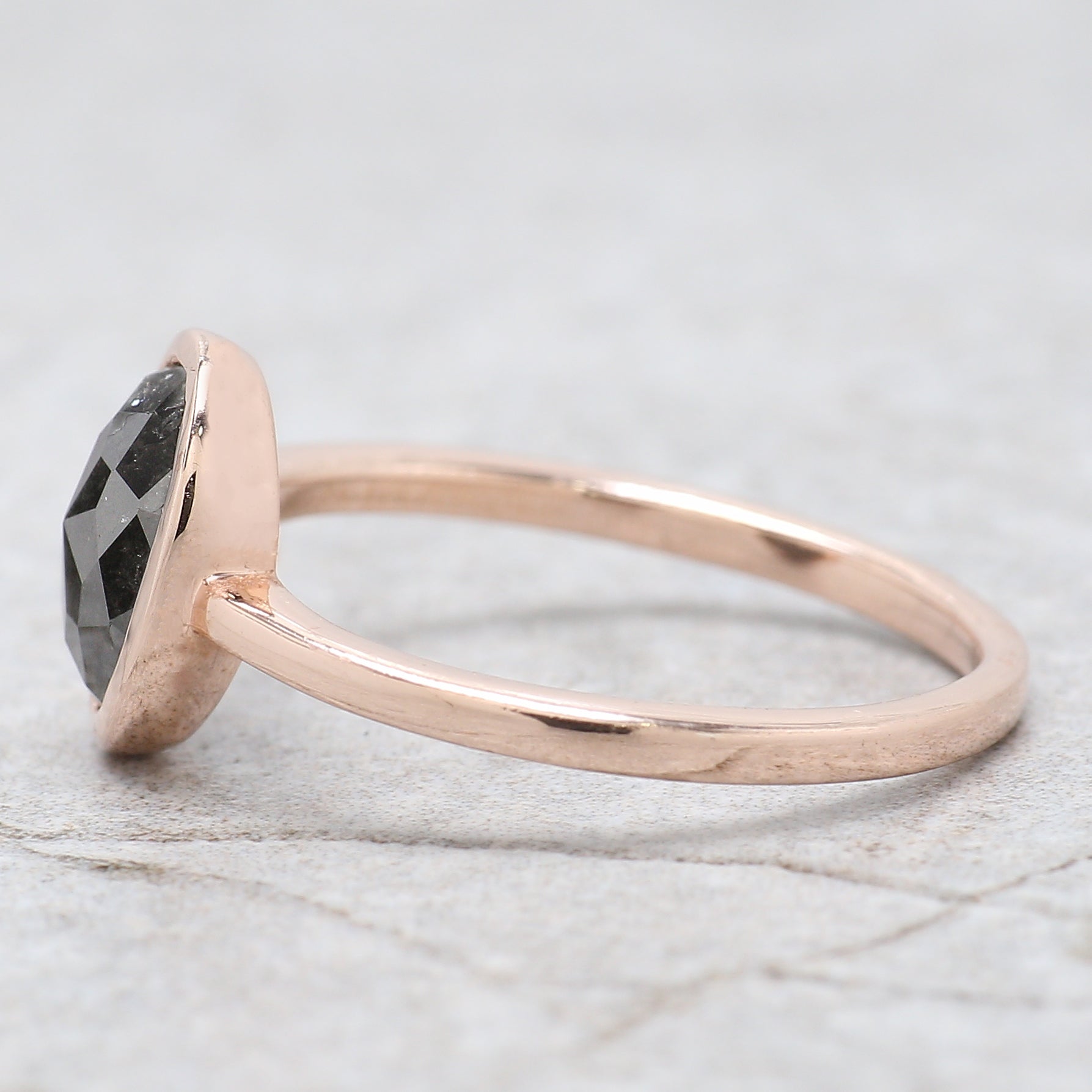 Oval Cut Salt And Pepper Diamond Ring 1.66 Ct 8.51 MM Oval Diamond Ring 14K Solid Rose Gold Silver Oval Engagement Ring Gift For Her QL2171