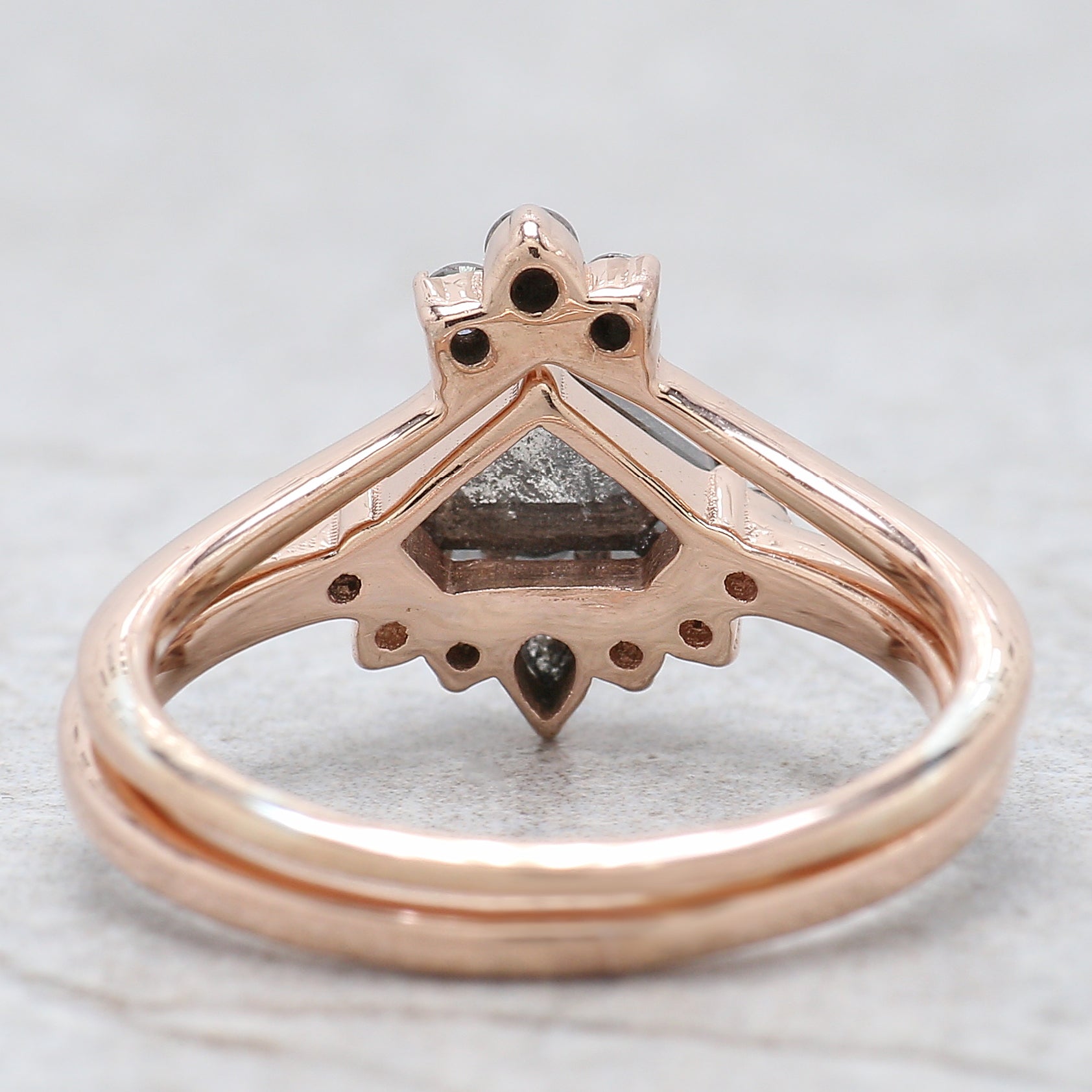 Shield Cut Salt And Pepper Diamond Ring 0.84 Ct 5.20 MM Shield Diamond Ring 14K Solid Rose Gold Silver Engagement Ring Gift For Her QN943