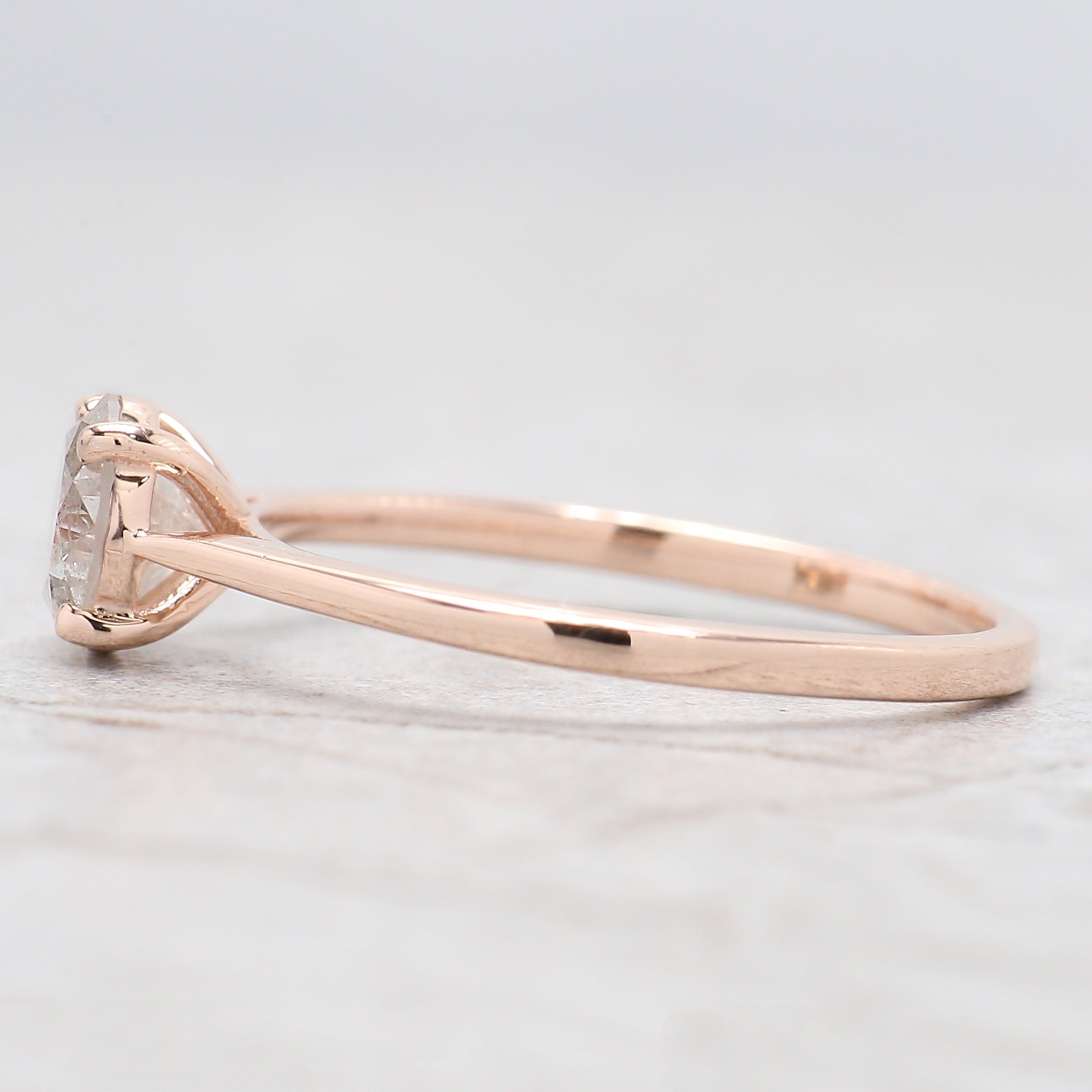 Round Brilliant Cut Salt And Pepper Diamond Ring Engagement Wedding Gift Ring 14K Solid Rose White Yellow Gold Ring 0.78 CT QL5798