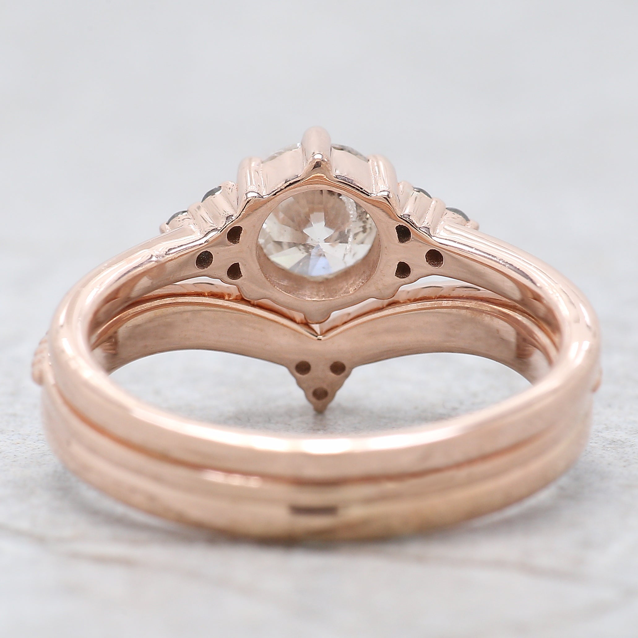 Round Cut Salt And Pepper Diamond Ring 0.73 Ct 5.60 MM Round Diamond Ring 14K Solid Rose Gold Silver Engagement Ring Gift For Her QN8155