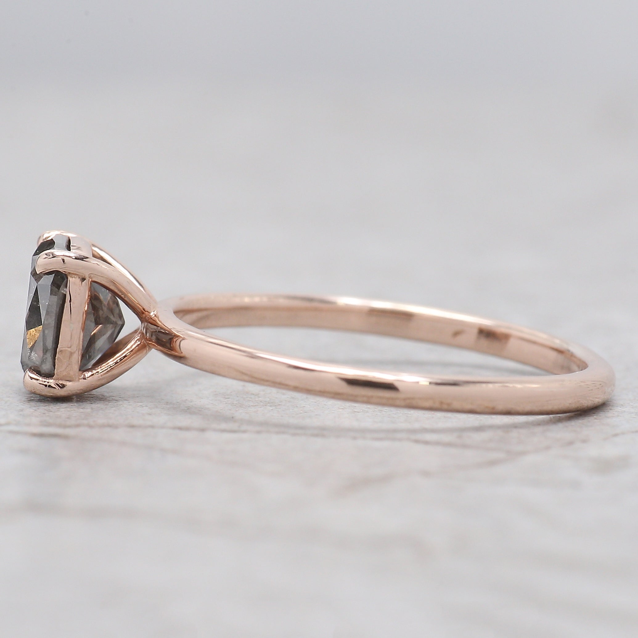 Cushion Cut Salt And Pepper Diamond Ring 1.31 Ct 6.05 MM Cushion Diamond Ring 14K Solid Rose Gold Silver Engagement Ring Gift For Her QL1905