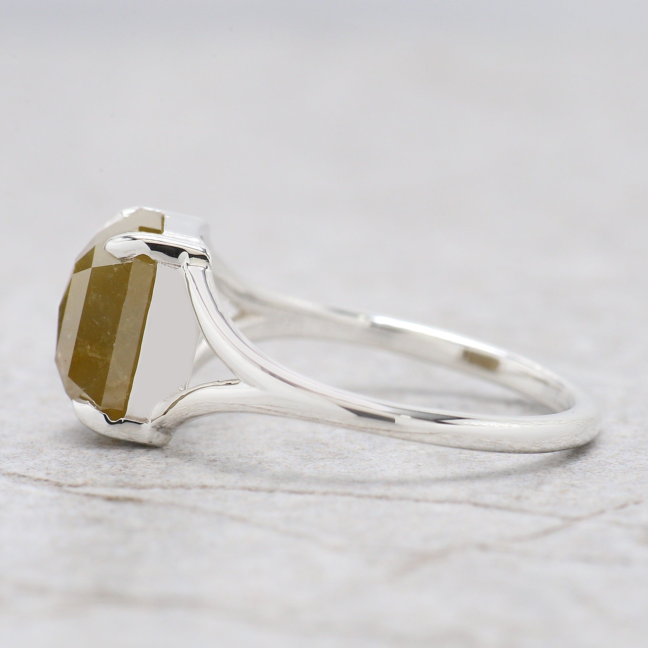 Emerald Cut Yellow Color Diamond Ring 2.77 Ct 8.90 MM Emerald Diamond Ring 14K Solid Rose Gold Silver Engagement Ring Gift For Her QN153