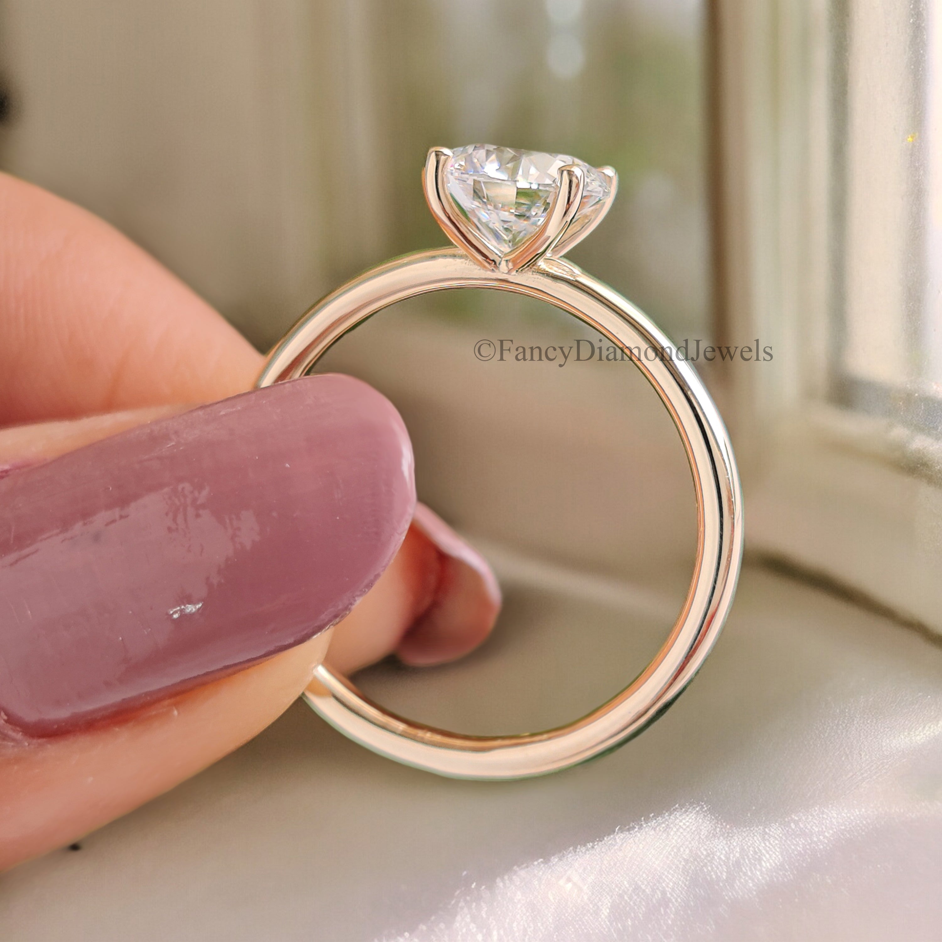 1.00 CT Round Brilliant Cut Lab Grown Engagement Ring Round Cut Moissanite Ring Prong Set Wedding Ring Anniversary Gift Ring For Her FD194