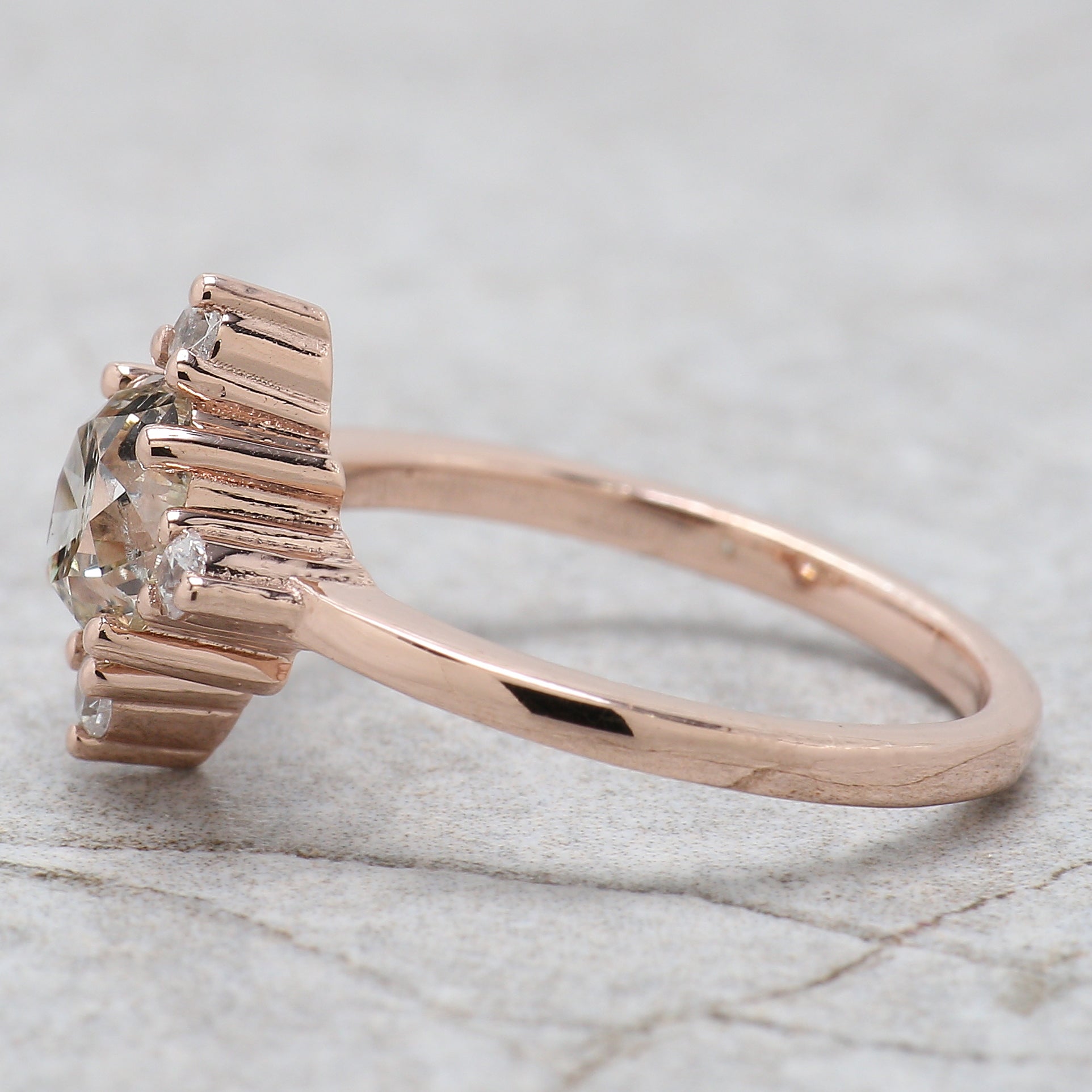 Round Cut Salt And Pepper Diamond Ring 1.25 Ct 6.45 MM Round Diamond Ring 14K Solid Rose Gold Silver Engagement Ring Gift For Her QL2646