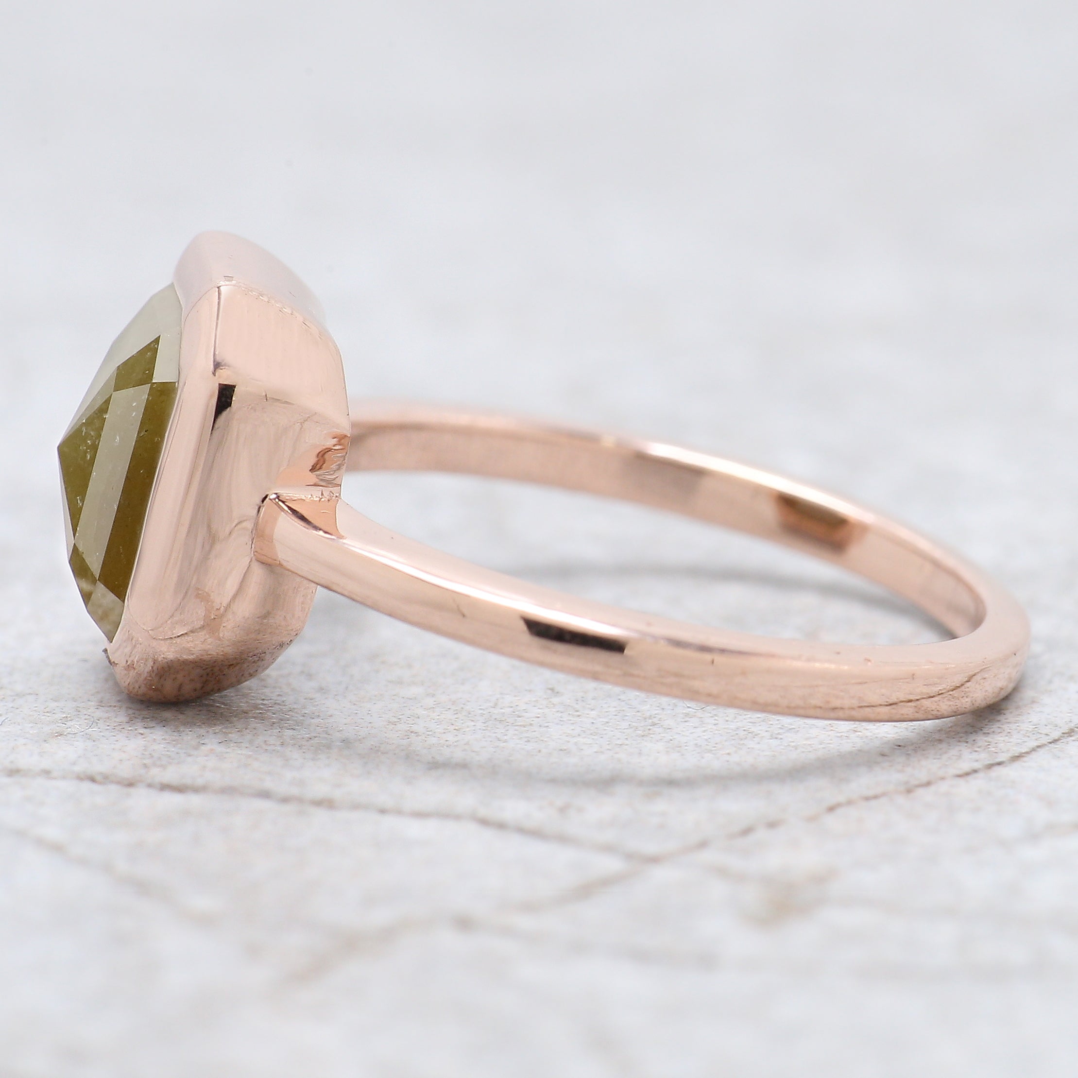 Emerald Cut Yellow Color Diamond Ring 2.85 Ct 8.60 MM Emerald Shape Diamond Ring 14K Rose Gold Silver Engagement Ring Gift For Her QN157