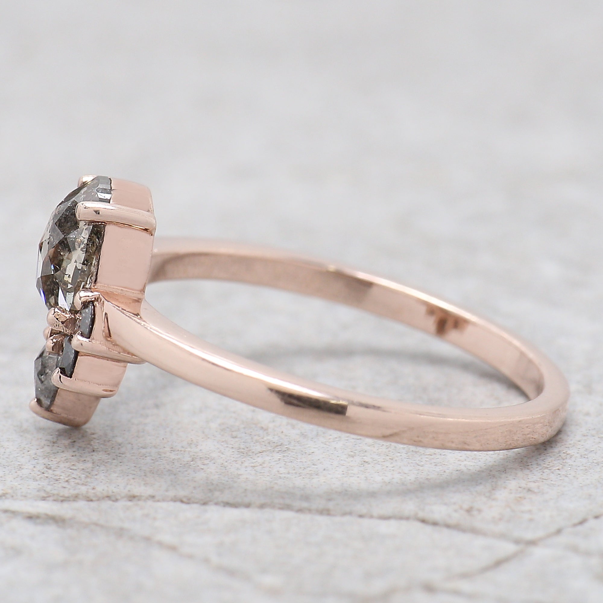 Oval Salt And Pepper Diamond Ring, Salt And Pepper Oval Diamond Engagement Ring, Oval Diamond Ring, Oval Cut Ring, Oval Shape Ring, QL339