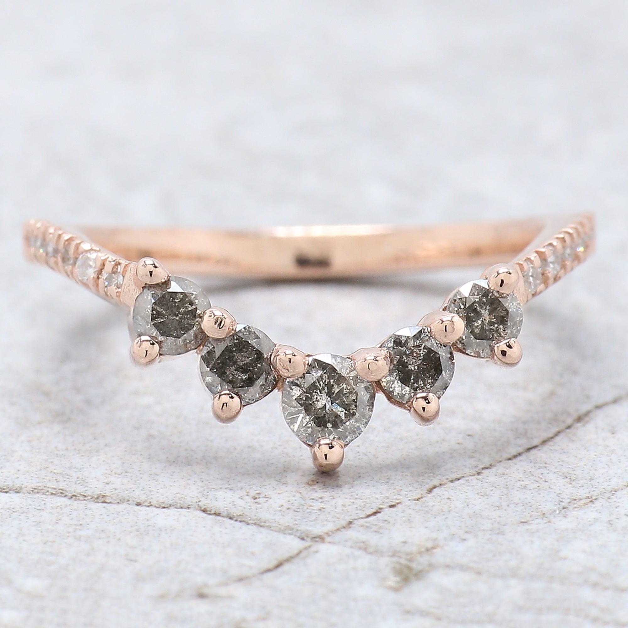 Pear Cut Salt And Pepper Diamond Ring 0.86 Ct 8.00 MM Pear Diamond Ring 14K Solid Rose Gold Silver Pear Engagement Ring Gift For Her QN1434