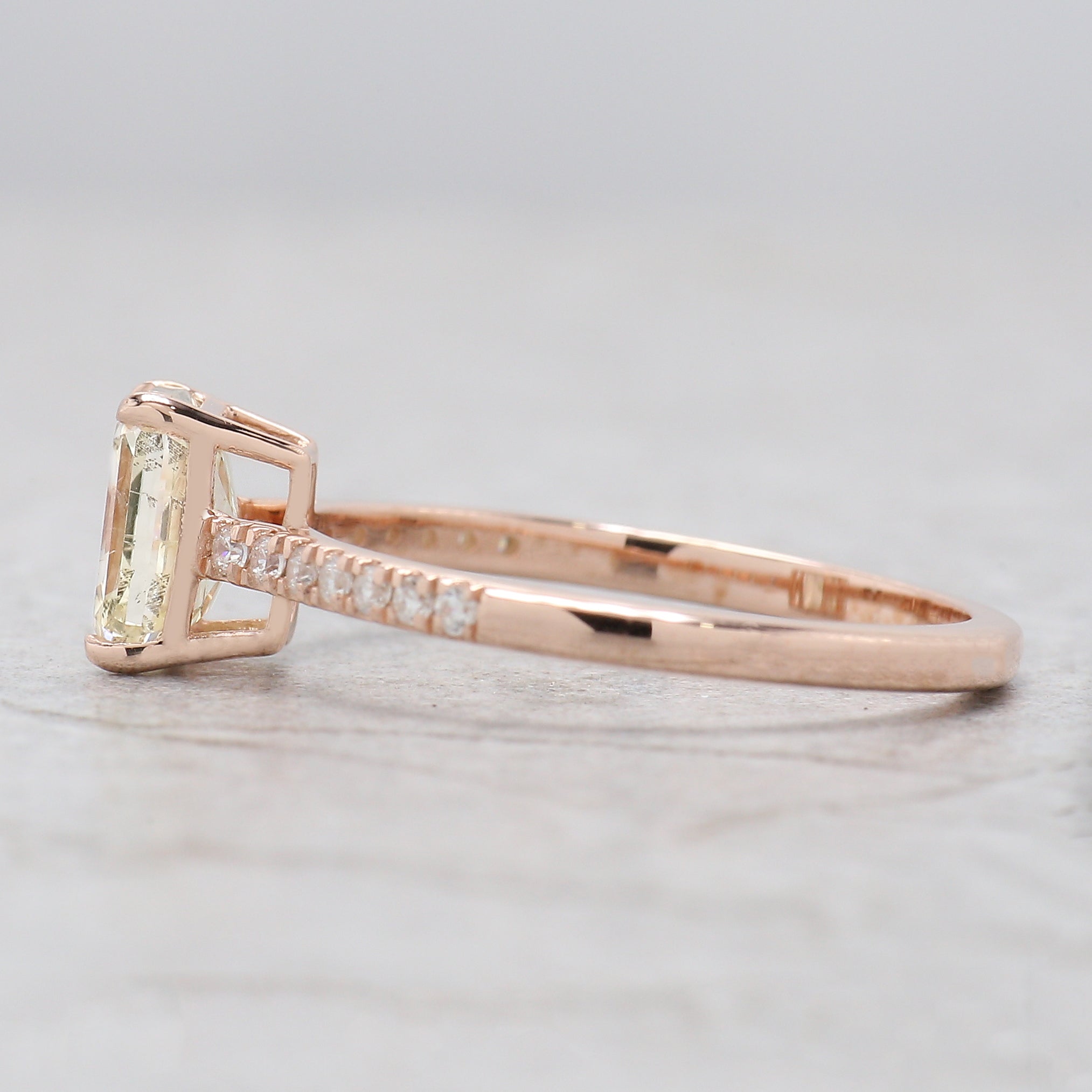 Emerald Cut White-J Color Diamond Ring 1.16 Ct 6.67 MM Emerald Diamond Wedding Ring 14K Rose Gold Engagement Ring Gift For Her KDL2661