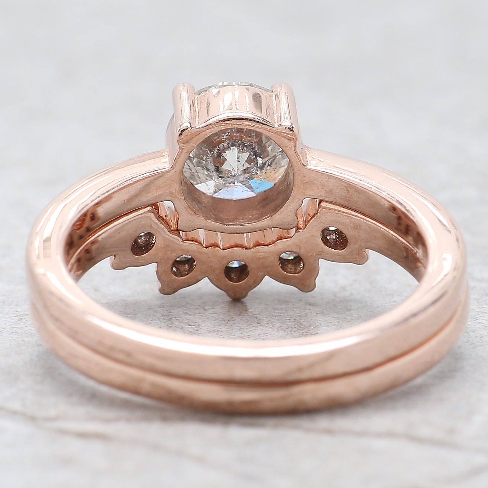 Round Cut Salt And Pepper Diamond Ring 1.18 Ct 6.37 MM Round Diamond Ring 14K Solid Rose Gold Silver Engagement Ring Gift For Her QL2603