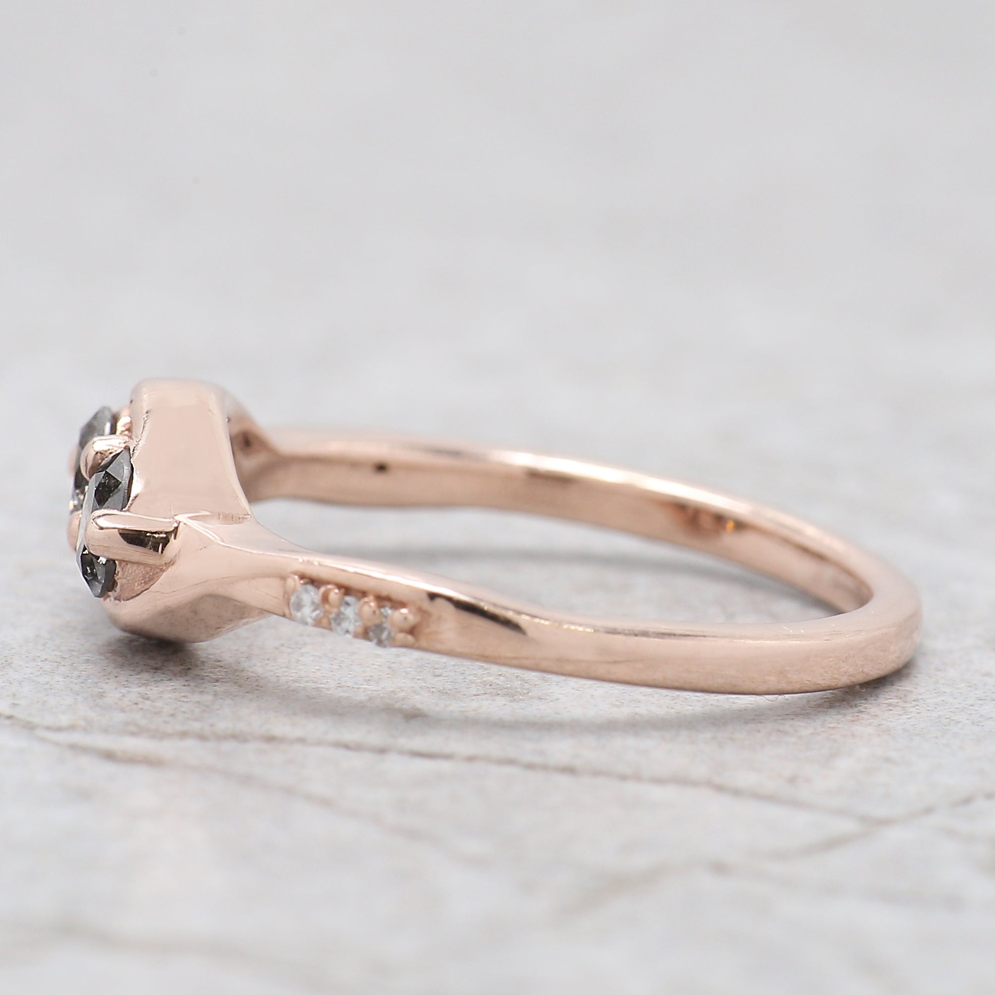Round Shape Salt And Pepper Diamond Ring 0.40 Ct 3.70 MM Round Cut Diamond Ring 14K Solid Rose Gold Silver Engagement Ring Gift For Her QL1062