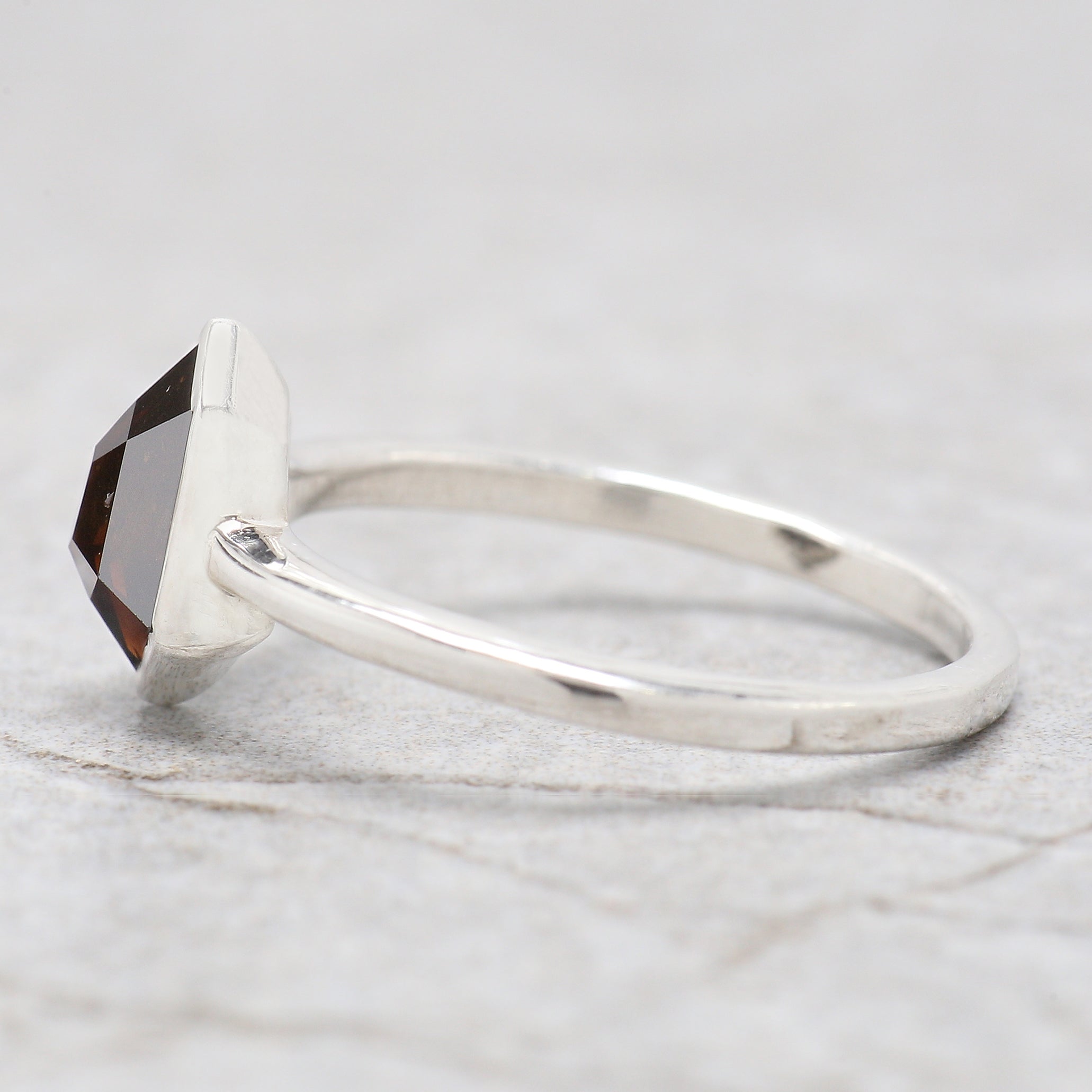 Shield Brown Color Diamond Ring 1.29 Ct 8.25 MM Shield Cut Diamond Ring 14K Solid White Gold Silver Engagement Ring Gift For Her QL1796