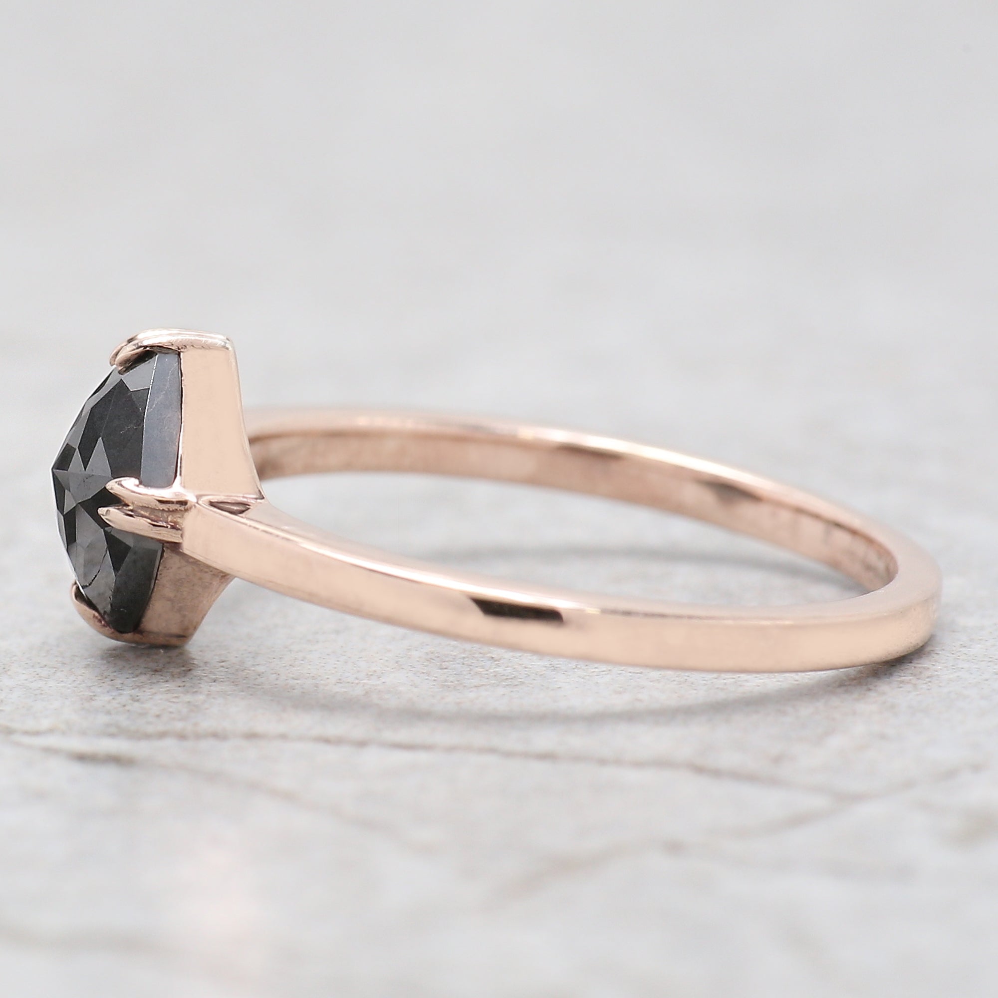 Radiant Cut Salt And Pepper Diamond Ring 1.38 Ct 6.20 MM Radiant Diamond Ring 14K Solid Rose Gold Silver Engagement Ring Gift For Her QL2987