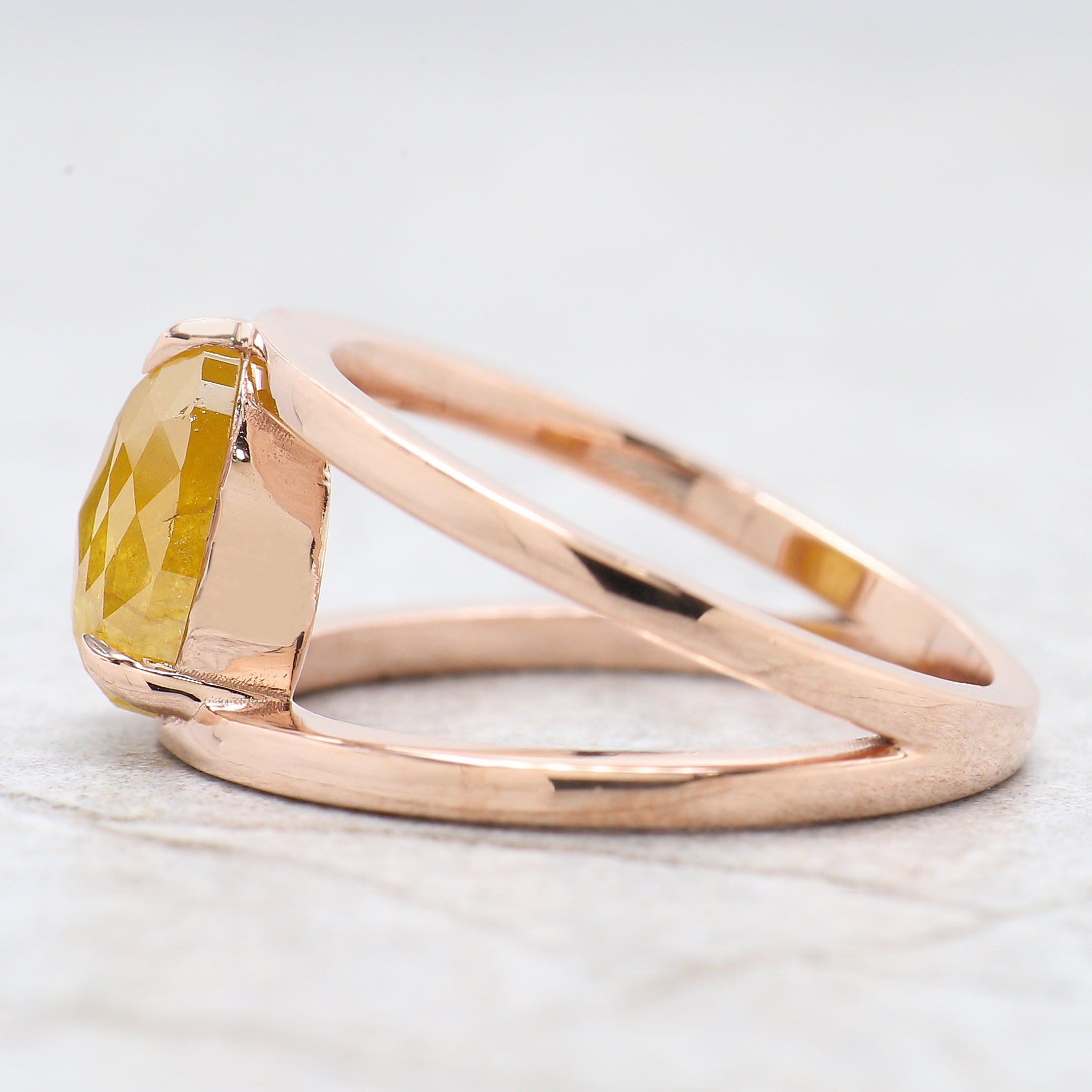 Pear Cut Yellow Color Diamond Ring 1.56 Ct 8.90 MM Pear Shape Diamond Ring 14K Solid Rose Gold Silver Engagement Ring Gift For Her QN323