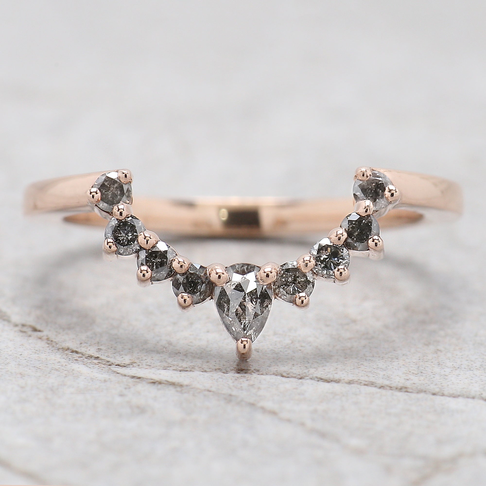 Emerald Cut Salt And Pepper Diamond Ring 1.70 Ct 7.20 MM Emerald Diamond Ring 14K Solid Rose Gold Silver Engagement Ring Gift For Her QL187