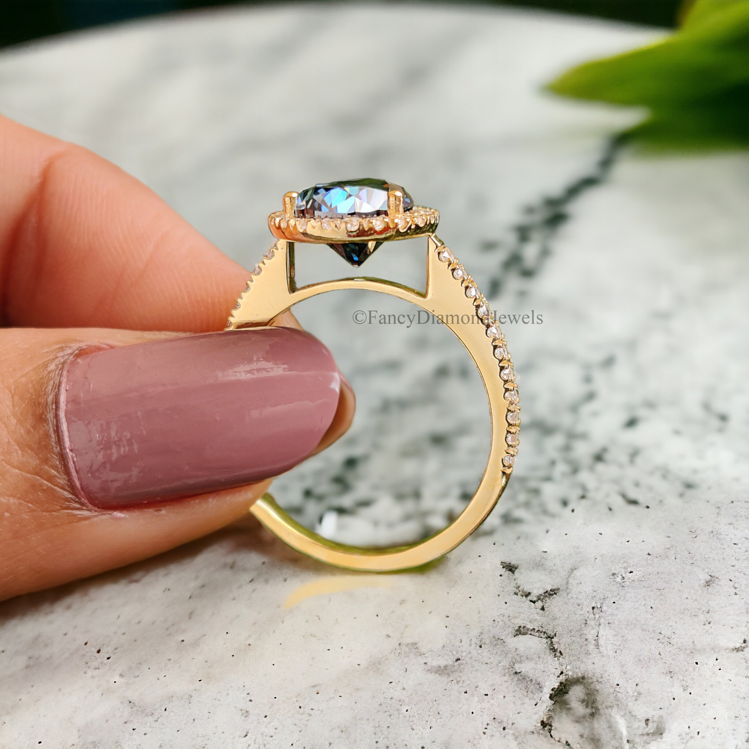 Pear Royal Blue Moissanite Ring Halo Engagement Ring 2.50 TW Pear Shaped Moissanite Best Proposal Ring For Her Anniversary Gift Ring FD168