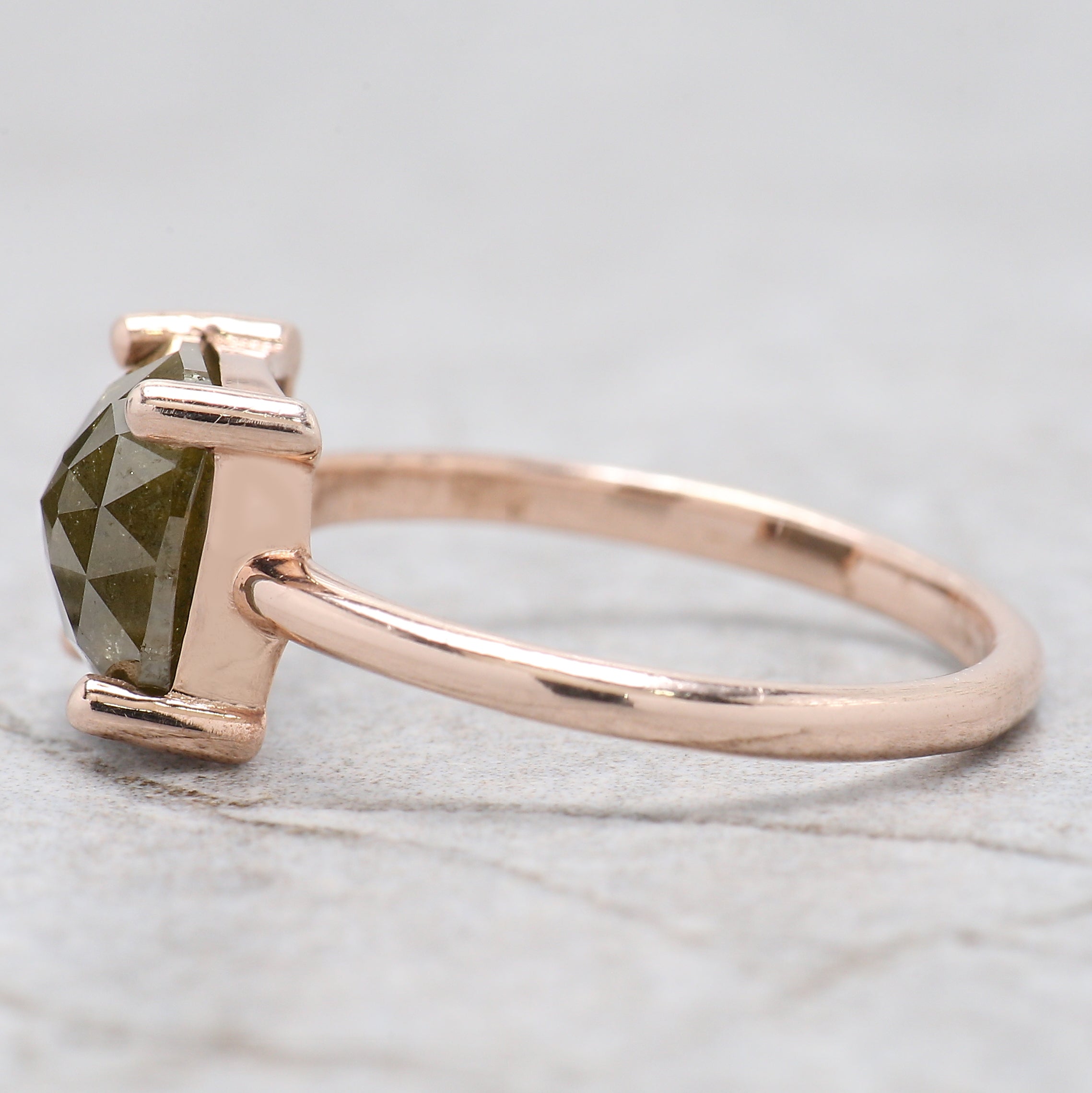 Square Cut Green Color Diamond Ring 2.60 Ct 8.05 MM Square Shape Diamond Ring 14K Solid Rose Gold Silver Engagement Ring Gift For Her QL2464