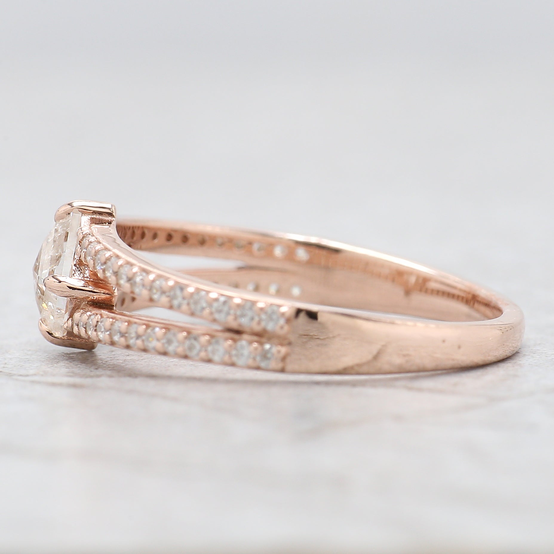 Kite Cut Salt And Pepper Diamond Ring 0.40 Ct 5.91 MM Kite Diamond Ring 14K Solid Rose Gold Silver Kite Engagement Ring Gift For Her QL2680