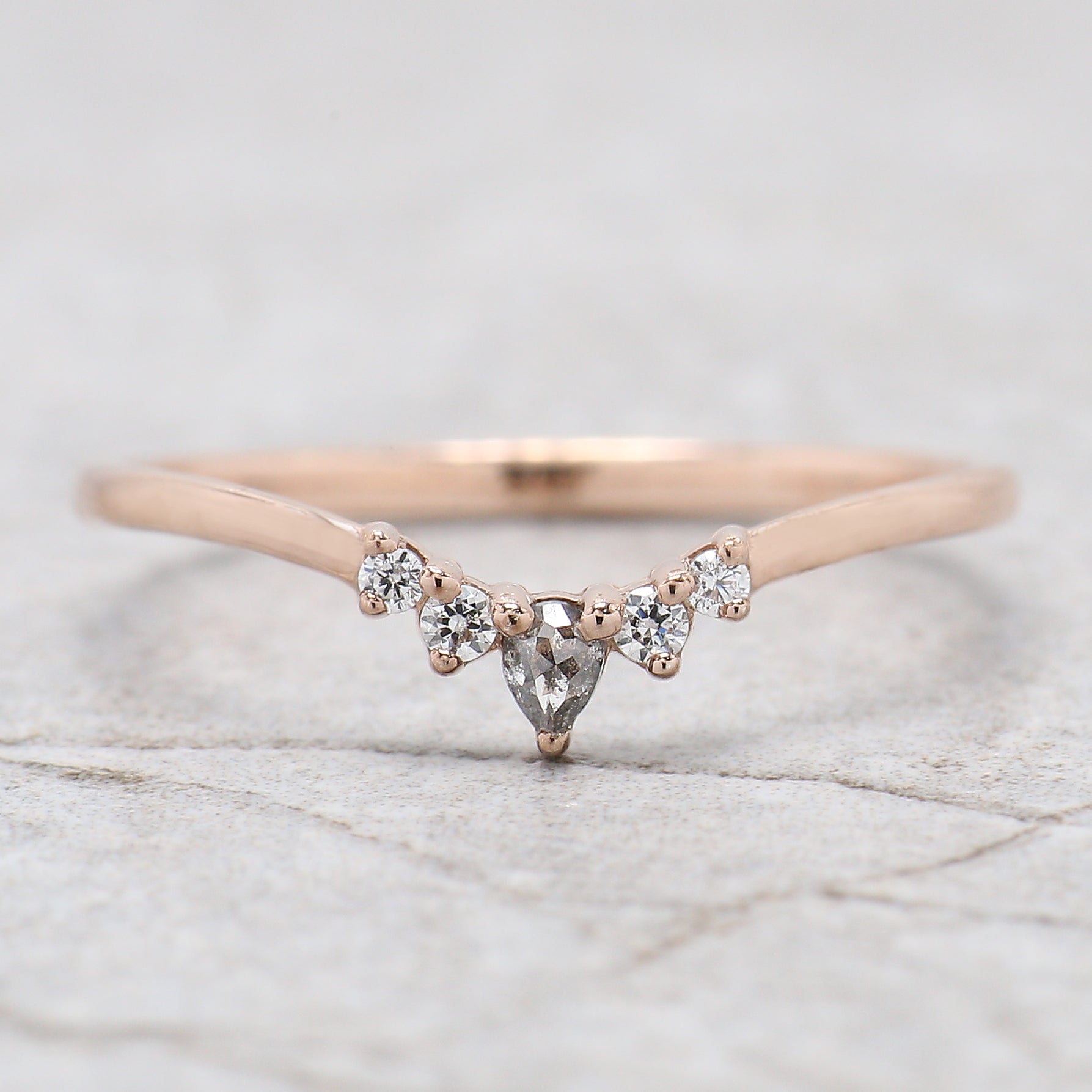 Oval Cut Salt And Pepper Diamond Ring 0.74 Ct 6.05 MM Oval Diamond Ring 14K Solid Rose Gold Silver Oval Engagement Ring Gift For Her QL1911