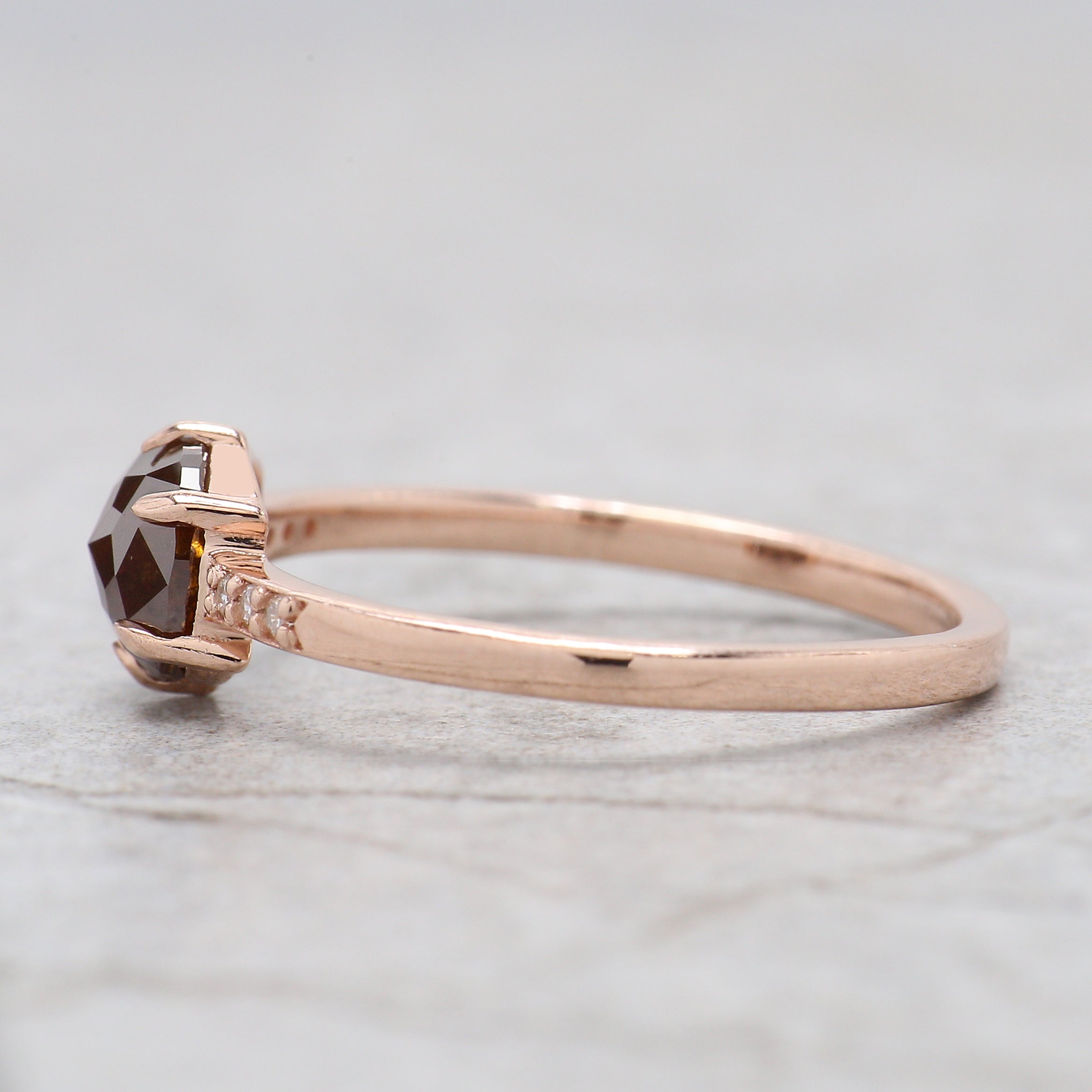 Cushion Shape Brown Color Diamond Ring 1.01 Ct 5.73 MM Cushion Diamond Ring 14K Solid Rose Gold Silver Engagement Ring Gift For Her QL2888