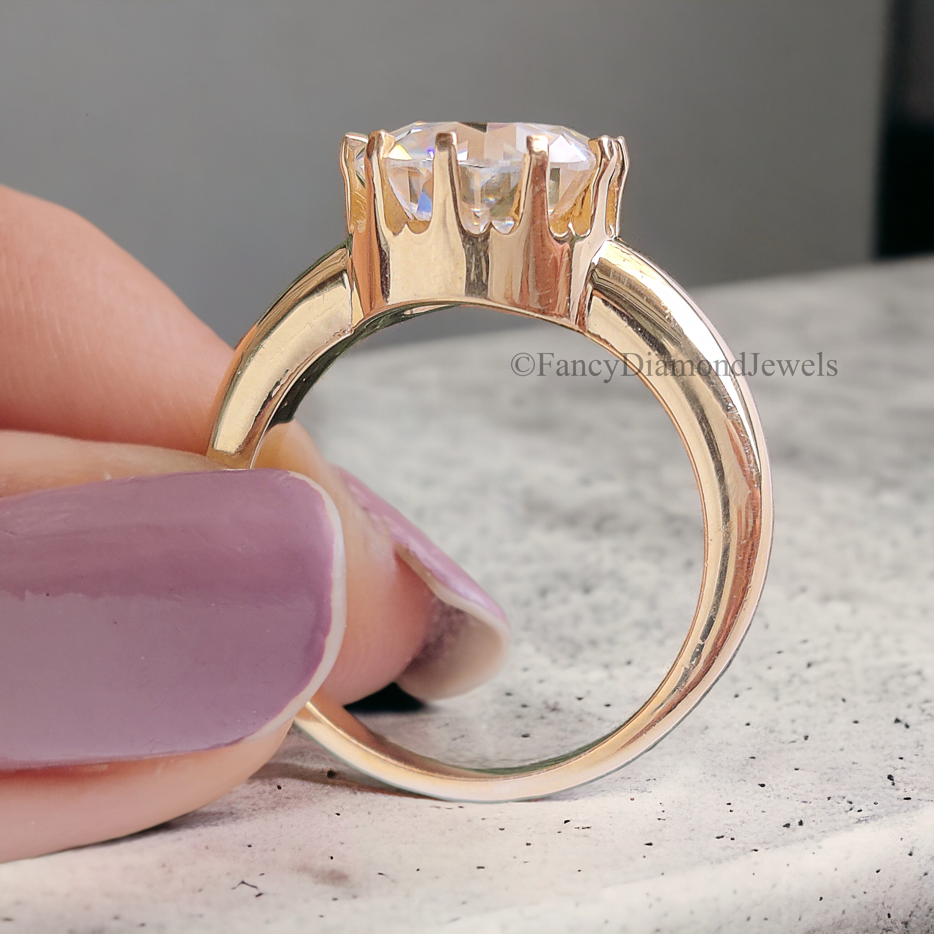 Antique 2.80 CT Round Old European Cut Colorless Moissanite Ring Solitaire Engagement Ring Wedding Ring Comfort Fit Band Gift for Her FD215