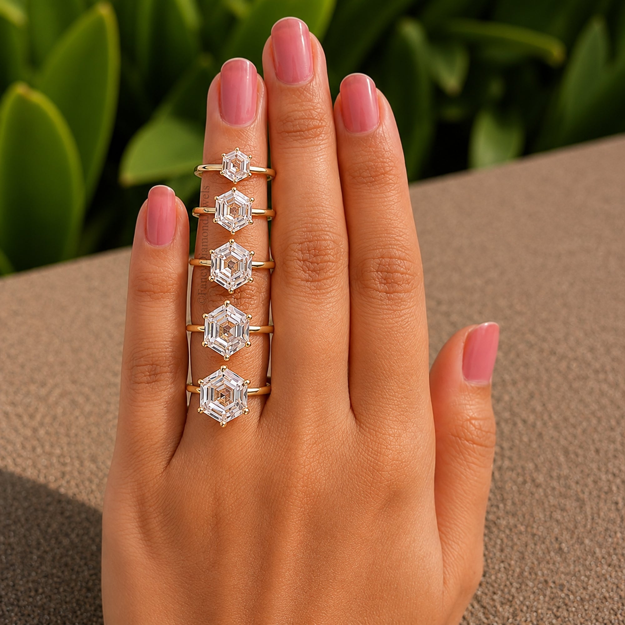 Hexagon Cut Engagement ring 7mm 8mm 9mm 10mm 11mm Stone Ring Silver Promise Ring Hexagon Cut Diamond Solitaire Ring Gift For Her FD286