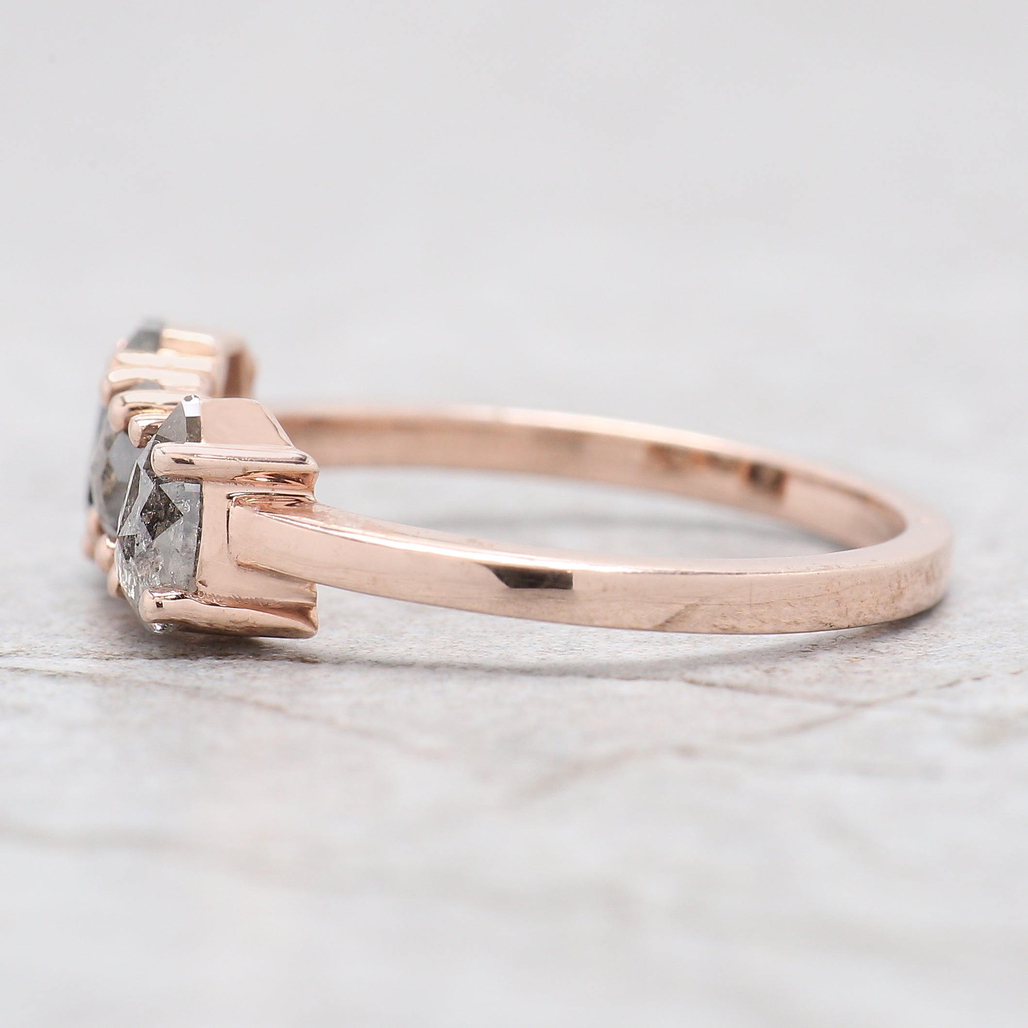 Mix Shape Salt And Pepper Diamond Ring 1.13 Ct 5.70 MM Mix Shape Diamond Ring 14K Solid Rose Gold Silver Engagement Ring Gift For Her QN1250