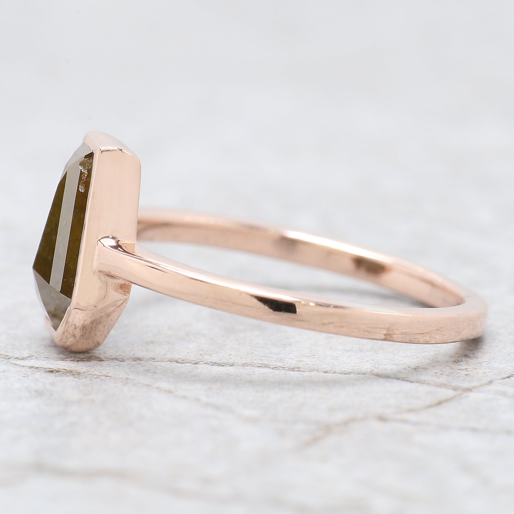 Coffin Shape Yellow Color Diamond Ring 1.14 Ct 8.81 MM Coffin Diamond Ring 14K Solid Rose Gold Silver Engagement Ring Gift For Her QN1879