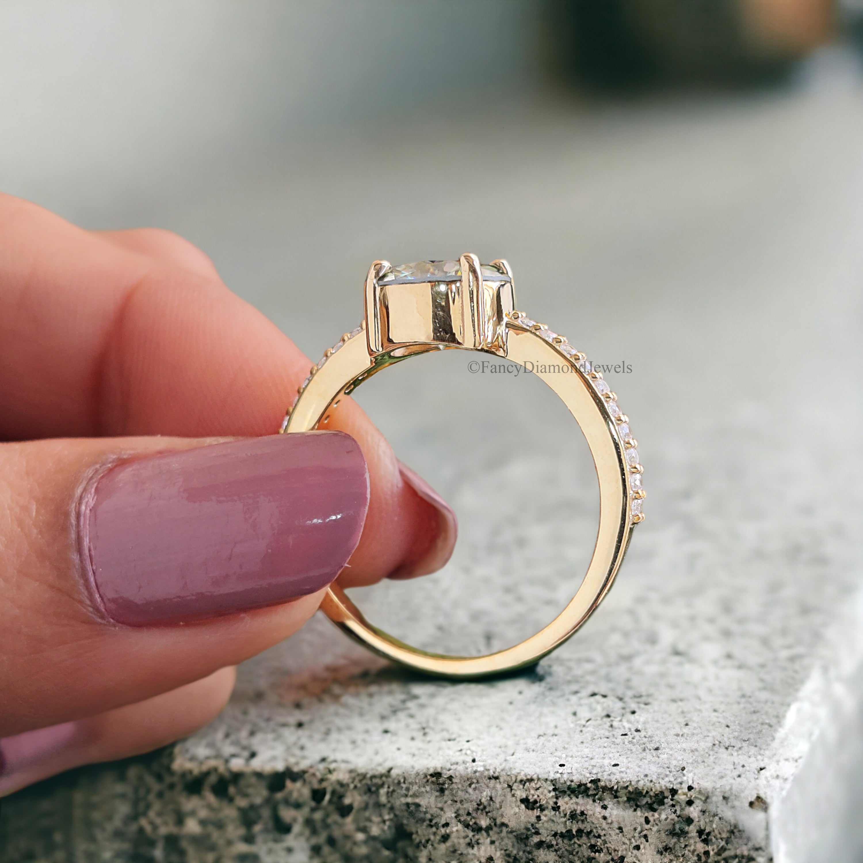 1.65 CT Round Blue Moissanite Engagement Ring Pave Wedding Ring Teal Moissanite Ring Anniversary Gift Best Proposal Ring Gift Ring FD155