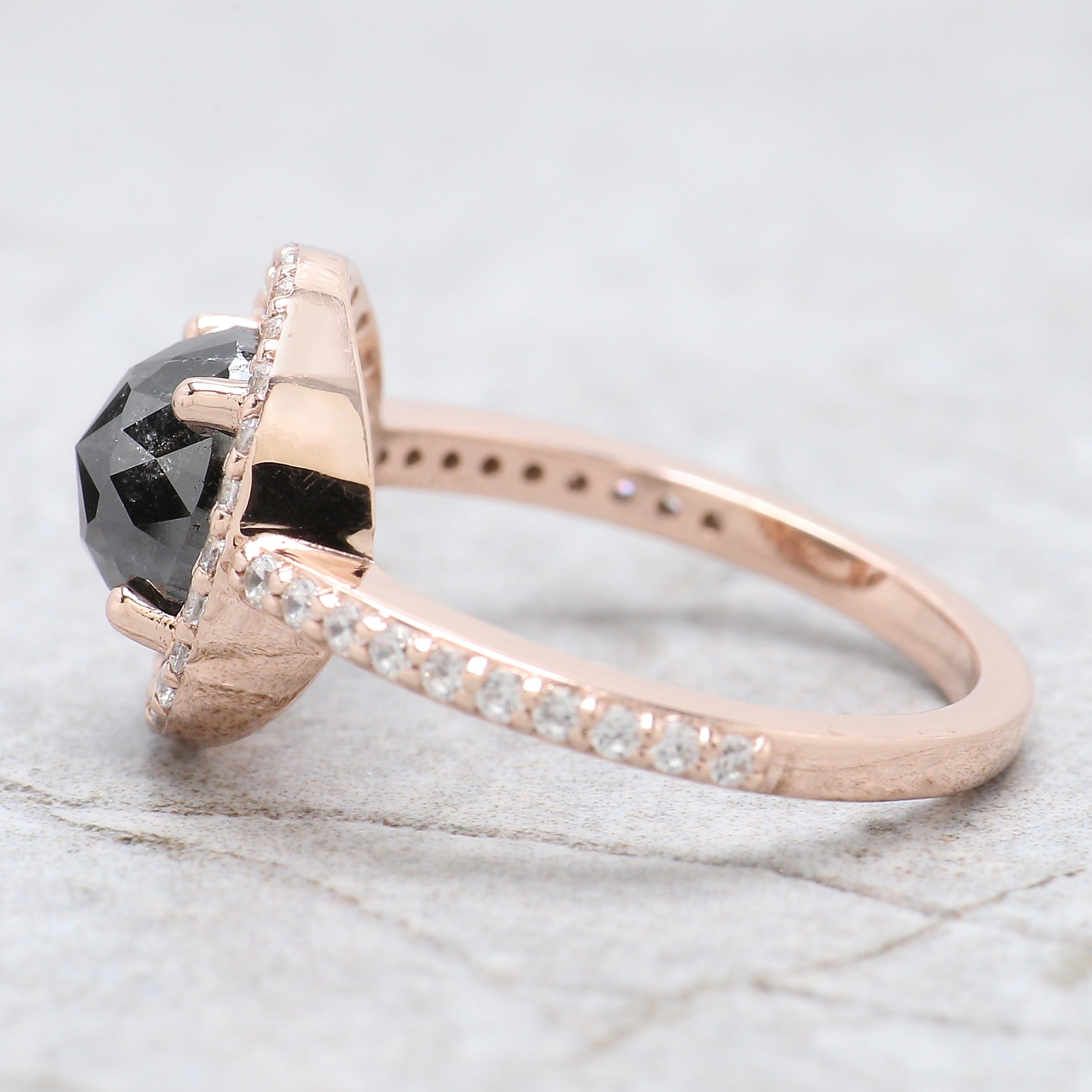 Oval Shape Black Color Diamond Ring 1.88 Ct 7.60 MM Oval Cut Diamond Ring 14K Solid Rose Gold Silver Engagement Ring Gift For Her QK1713