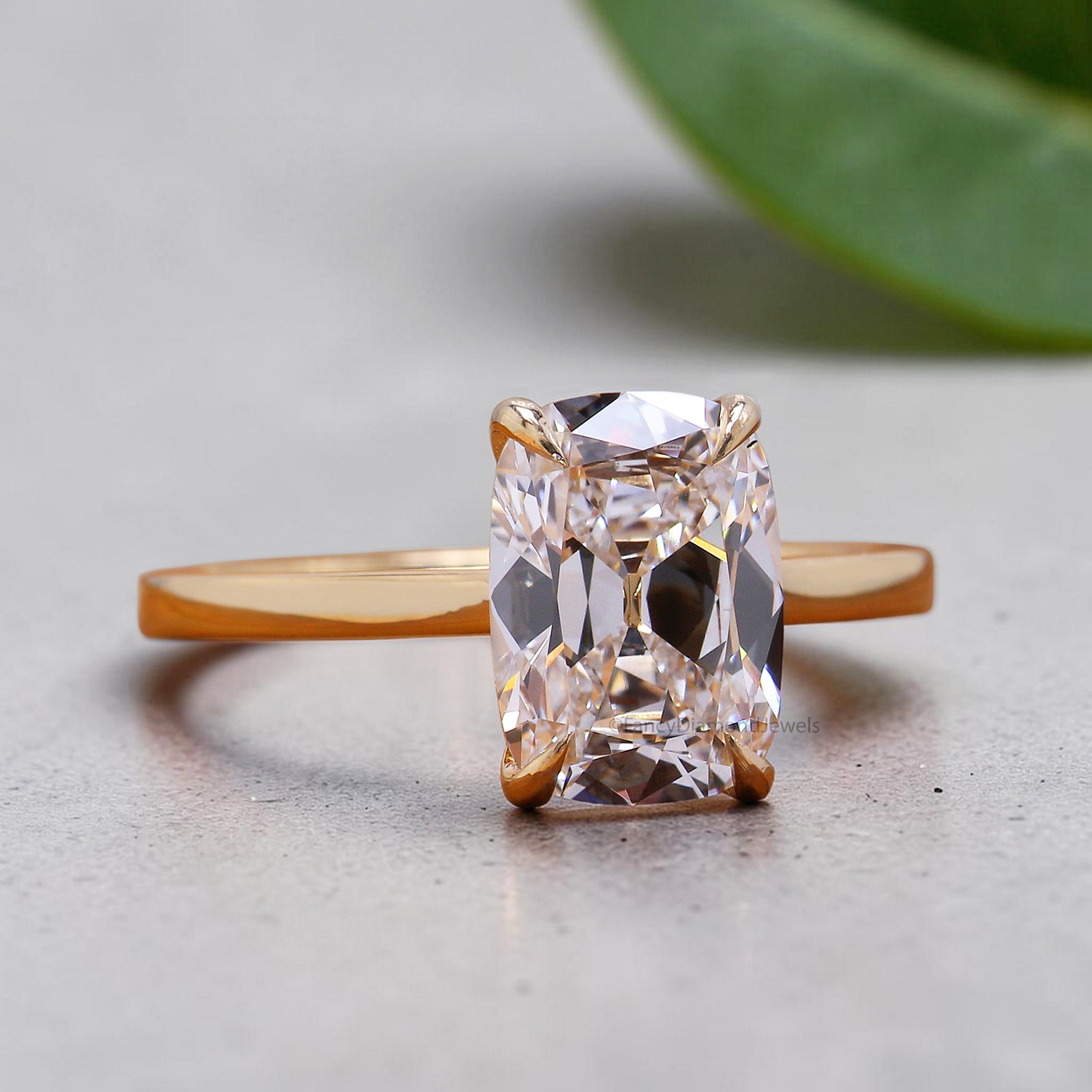 Old Mine Cushion Cut Diamond Solitaire Engagement Ring, Lab Grown Diamond Wedding Ring, Cushion Diamond Ring, Anniversary Gift for Her FD558