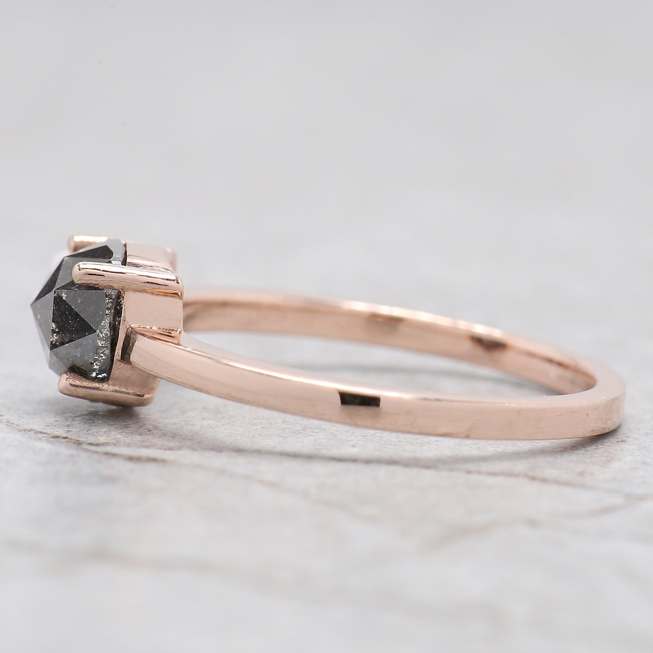 Heart Salt And Pepper Diamond Ring 1.36 Ct 6.50 MM Heart Cut Diamond Ring 14K Solid Rose Gold Silver Engagement Ring Gift For Her QL5092