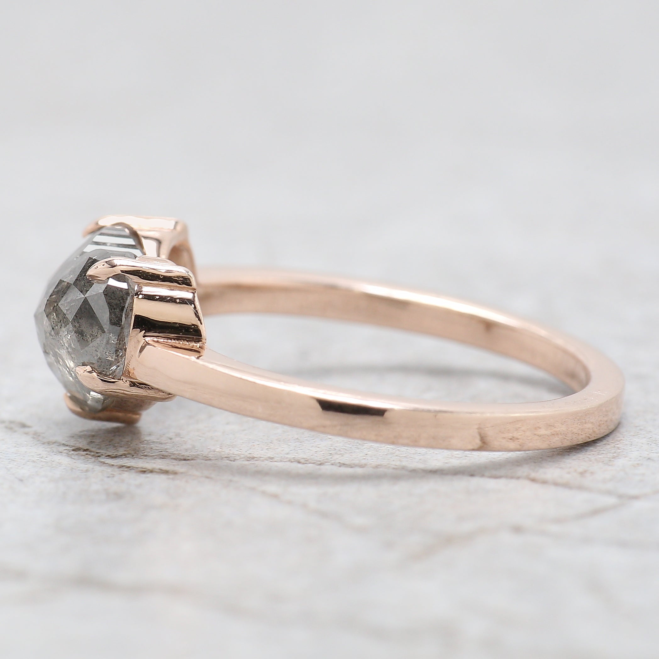 Heart Cut Salt And Pepper Diamond Ring 2.04 Ct 7.00 MM Heart Shape Diamond Ring 14K Solid Rose Gold Silver Engagement Ring Gift For Her QL7839