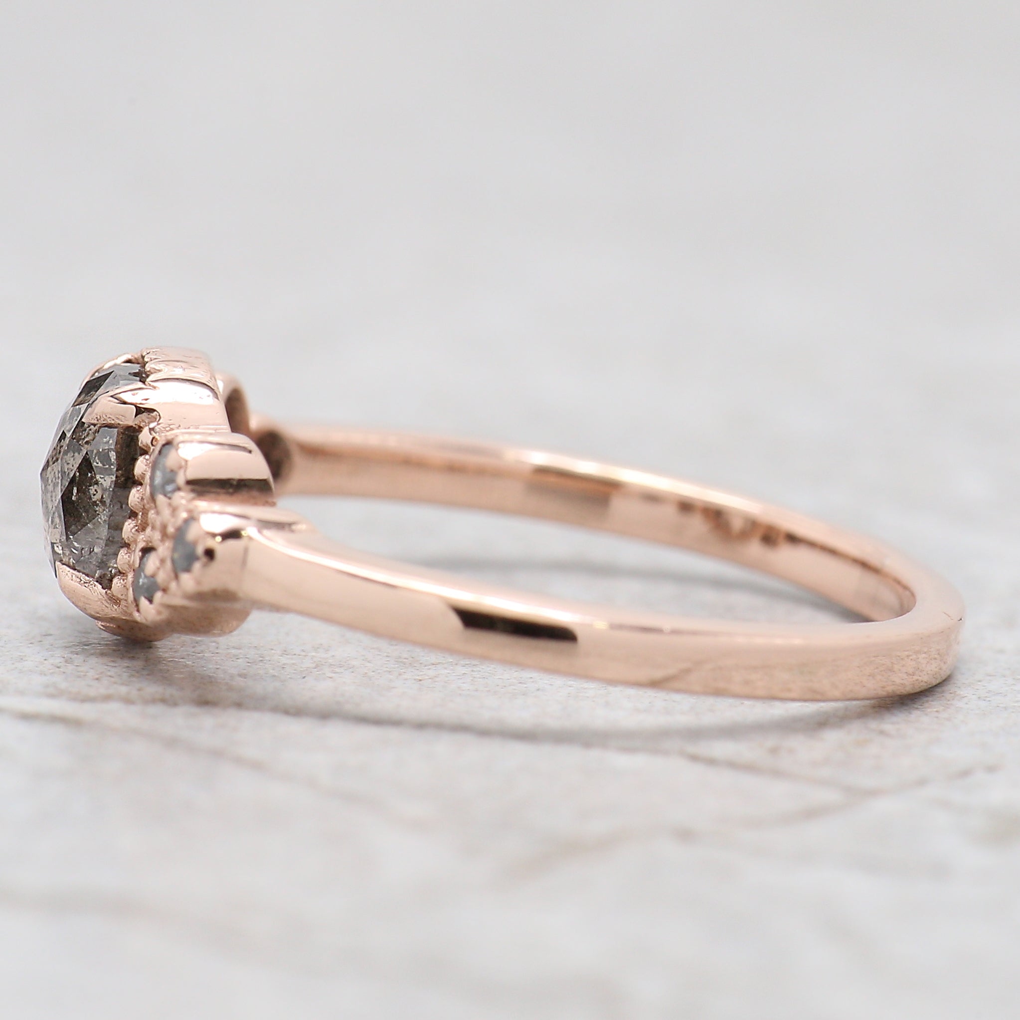 Cushion Salt And Pepper Diamond Ring Engagement Wedding Gift Ring 14K Solid Rose White Yellow Gold Ring 0.76 CT QL533