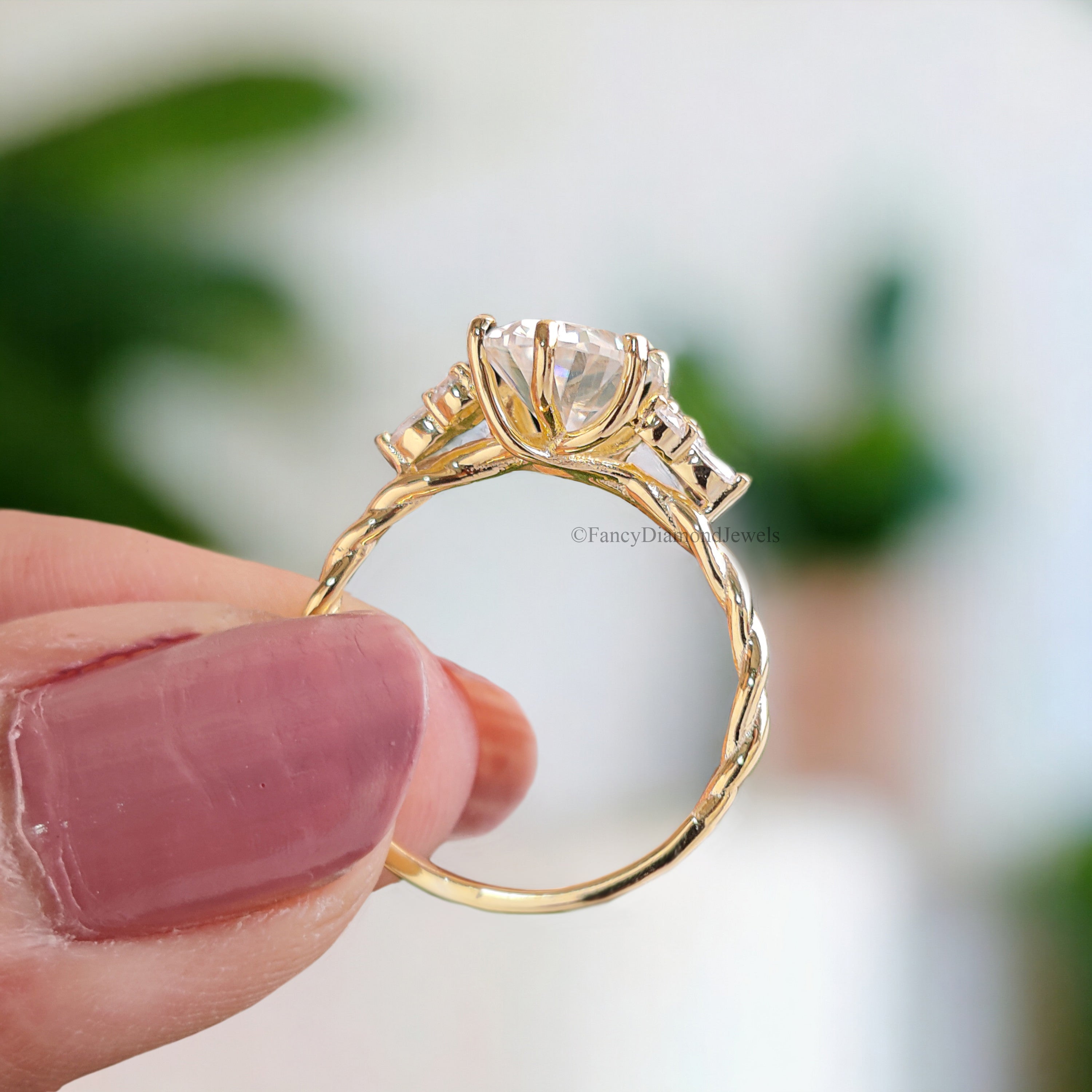 Oval Moissanite engagement ring 14K gold engagement ring Vintage Wedding ring Marquise diamond twisted ring Anniversary promise ring FD145