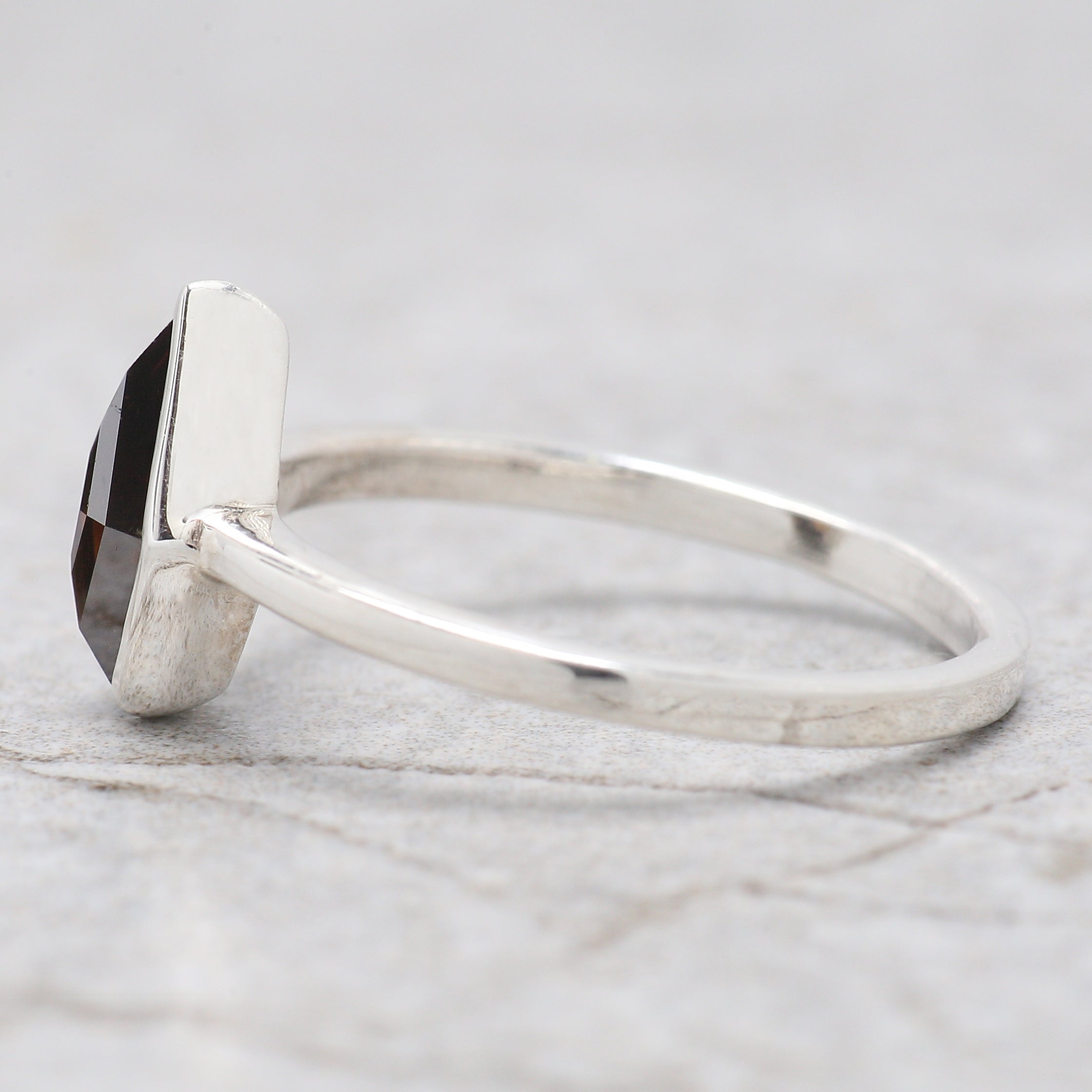 Shield Shape Brown Color Diamond Ring 1.04 Ct 8.65 MM Shield Diamond Ring 14K Solid White Gold Silver Engagement Ring Gift For Her QL1756