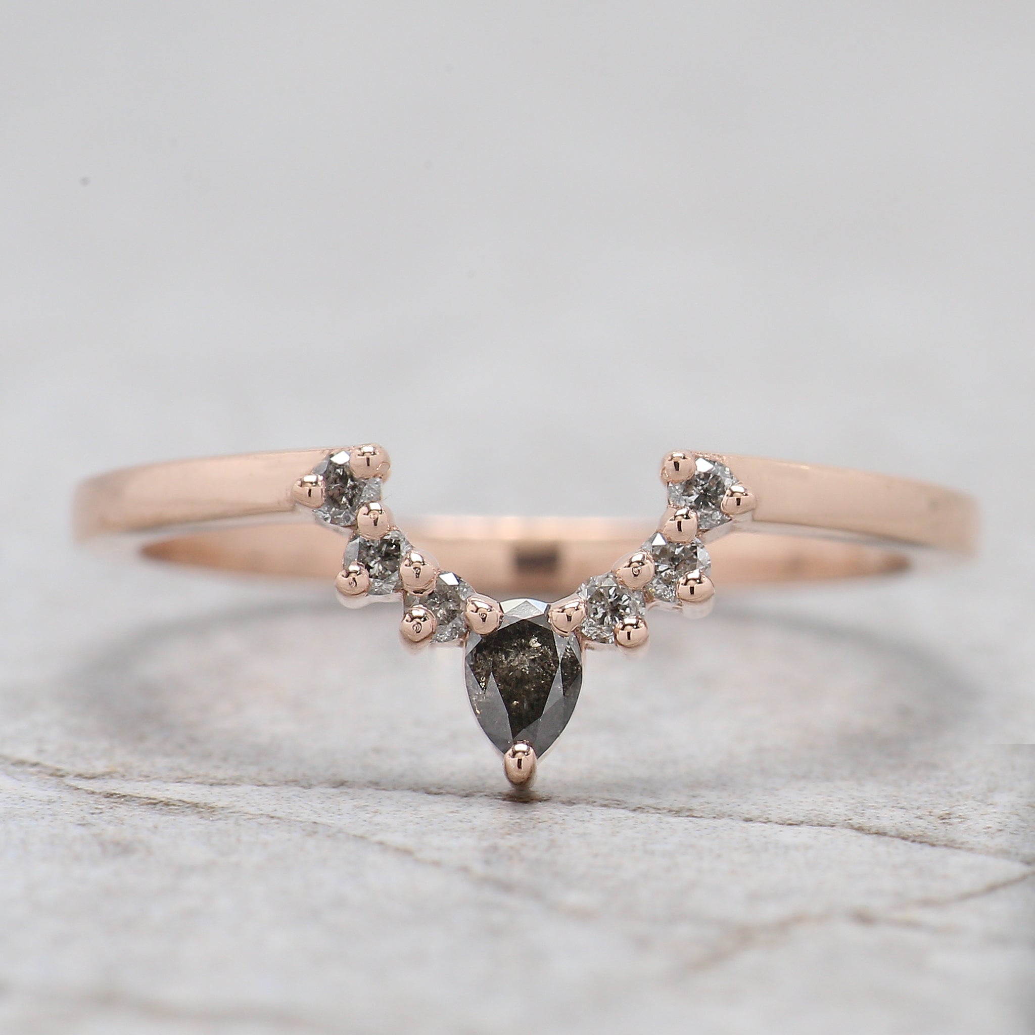 Hexagon Cut Salt And Pepper Diamond Ring 0.70 Ct 7.05 MM Hexagon Diamond Ring 14K Solid Rose Gold Silver Engagement Ring Gift For Her QL8153