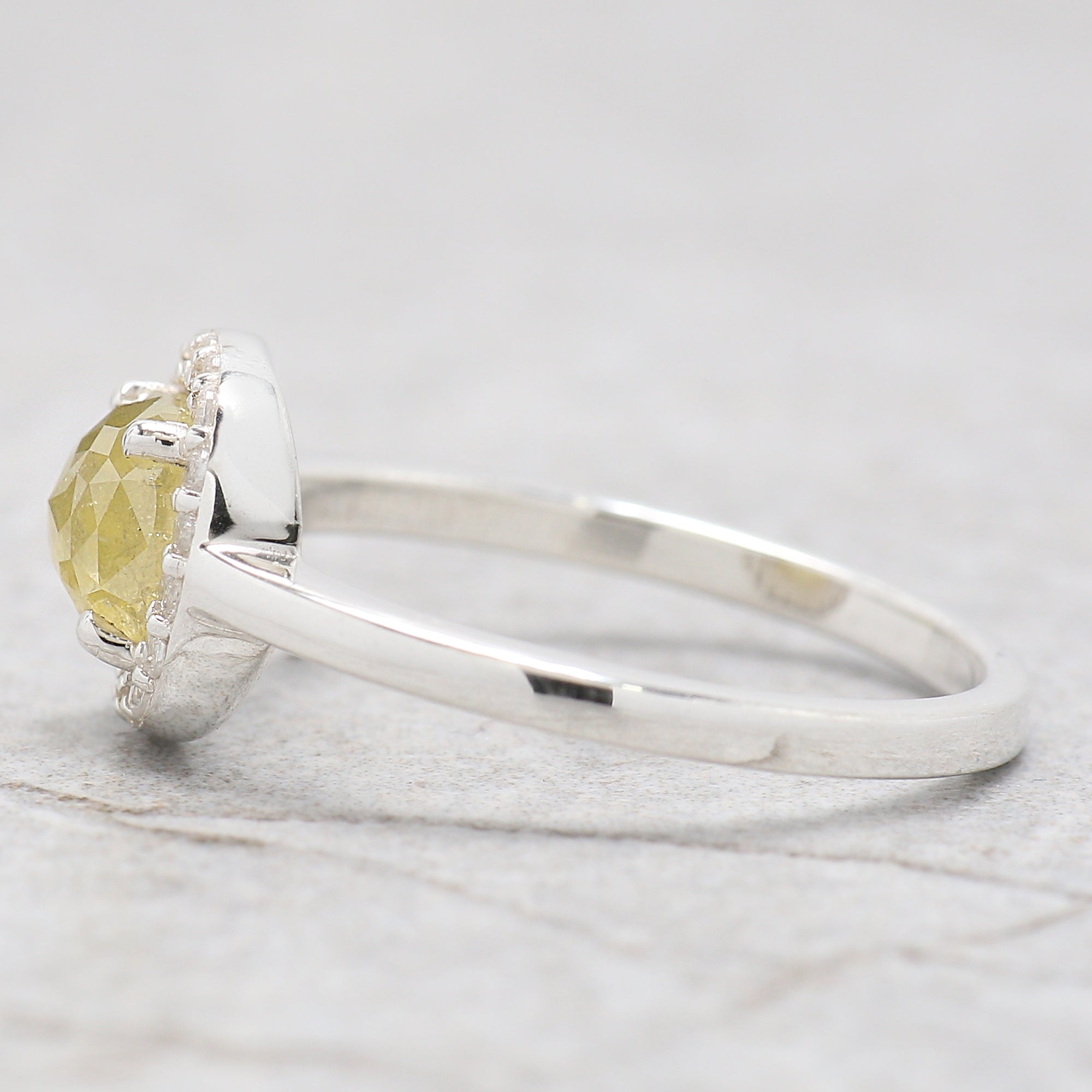 Cushion Yellow Color Diamond Ring 0.81 Ct 5.65 MM Cushion Shape Diamond Ring 14K Solid White Gold Silver Engagement Ring Gift For Her QL9098