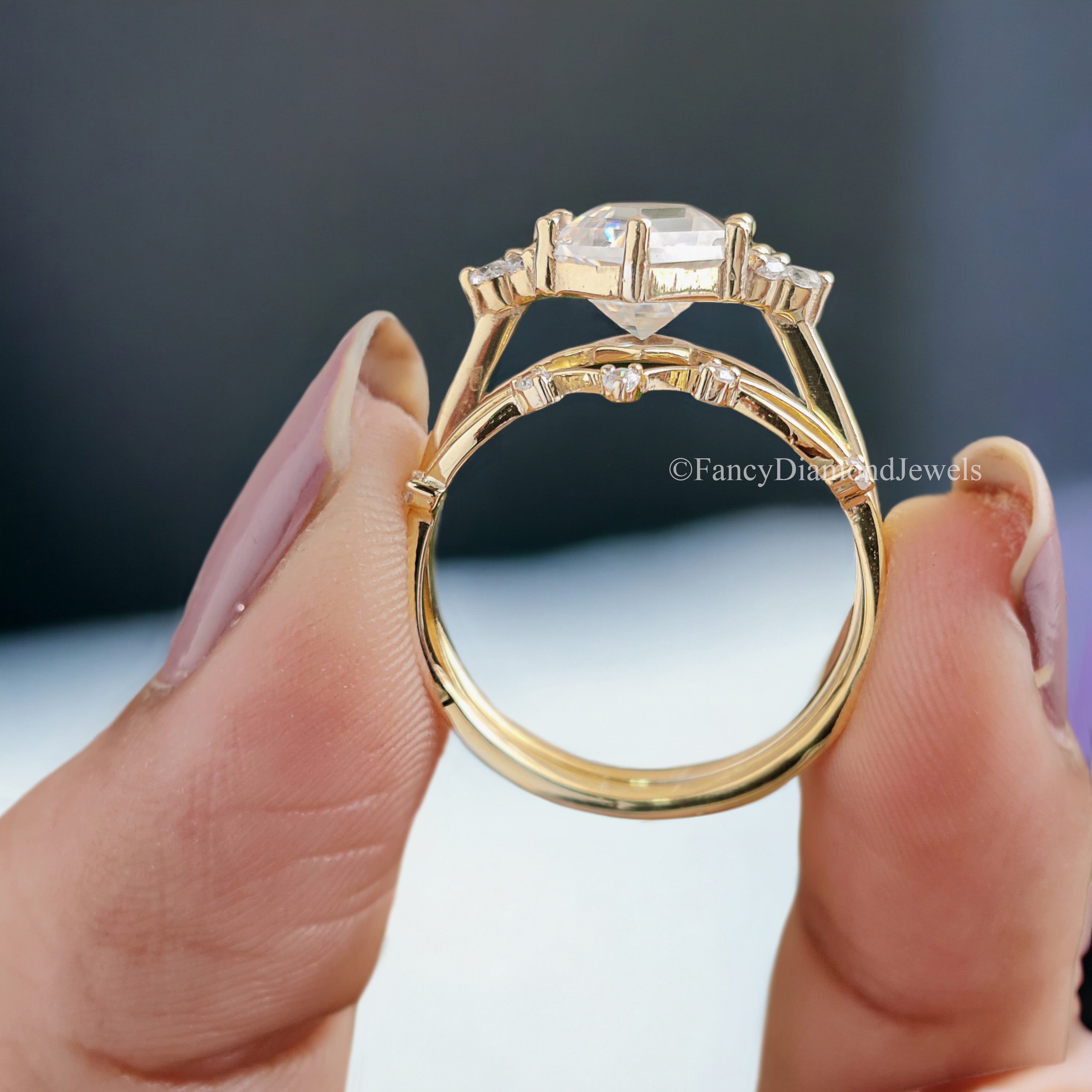 2.20 CT Antique Hexagon Cut Moissanite Ring Unique Engagement Ring Round Ring For Gift Bridal Wedding Ring Anniversary Gift Ring Her FD182