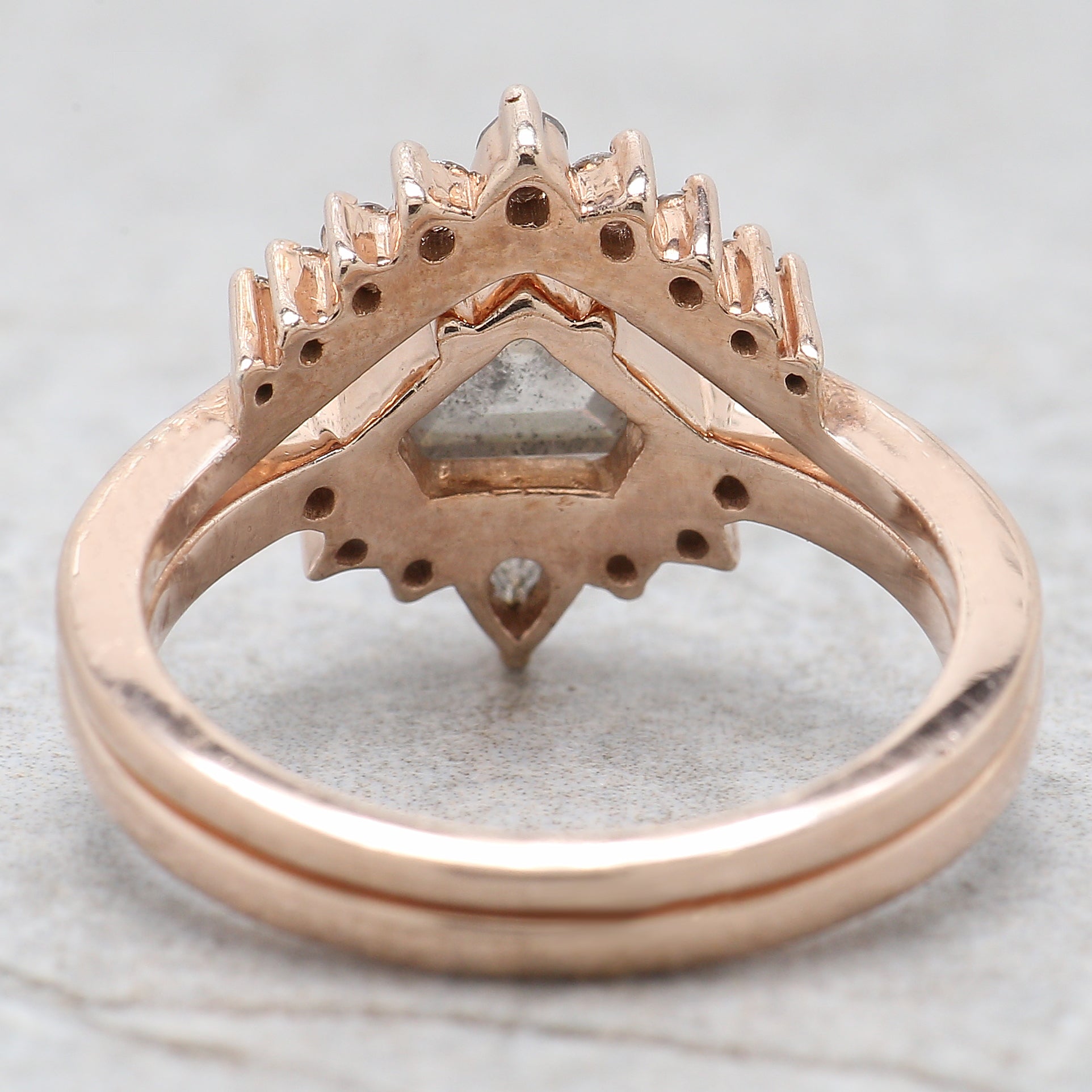 Shield Cut Salt And Pepper Diamond Ring 1.29 Ct 6.00 MM Shield Diamond Ring 14K Solid Rose Gold Silver Engagement Ring Gift For Her QK2172