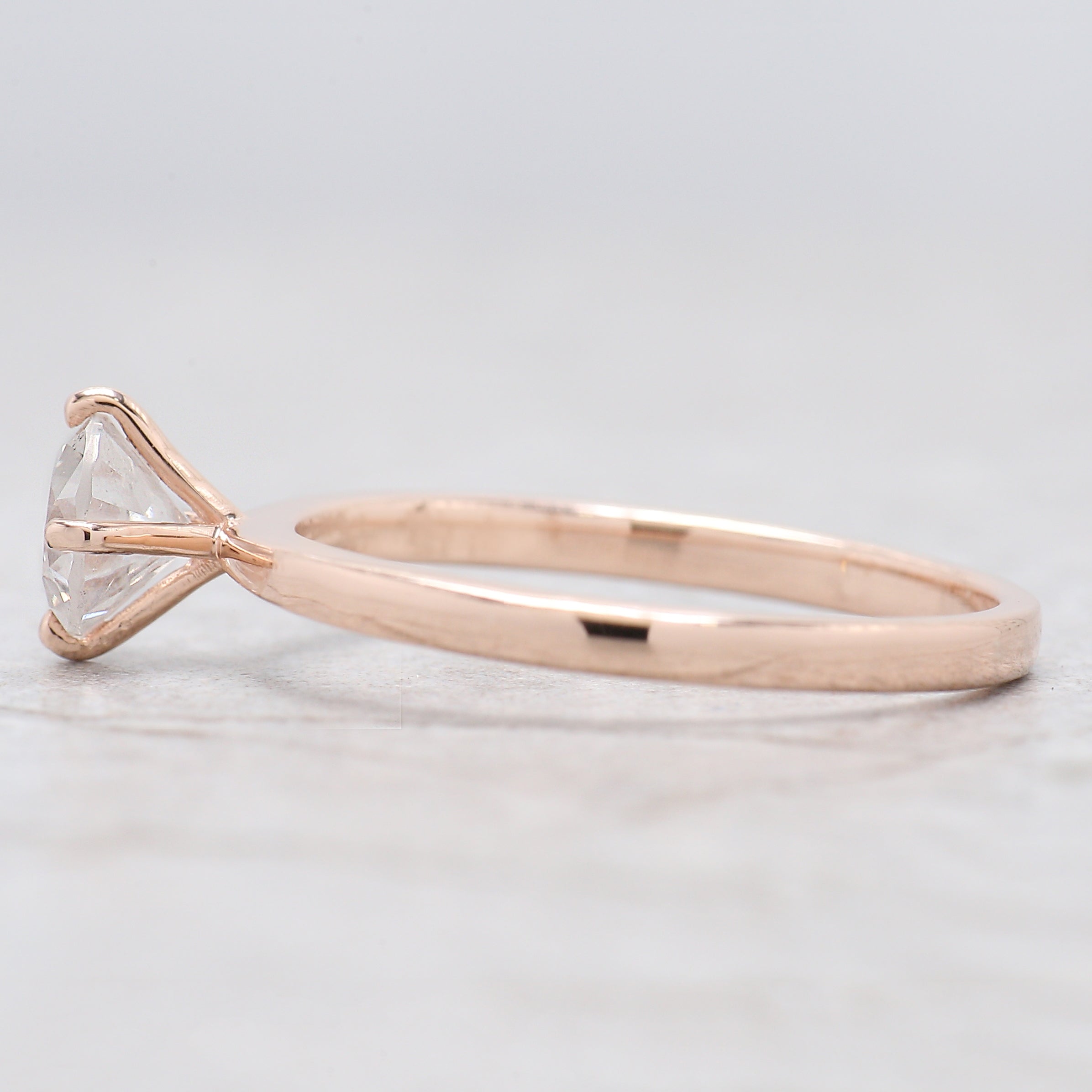 Round Cut White Color Diamond Ring 0.73 Ct 5.55 MM Round Shape Diamond Ring 14K Solid Rose Gold Silver Engagement Ring Gift For Her QL318