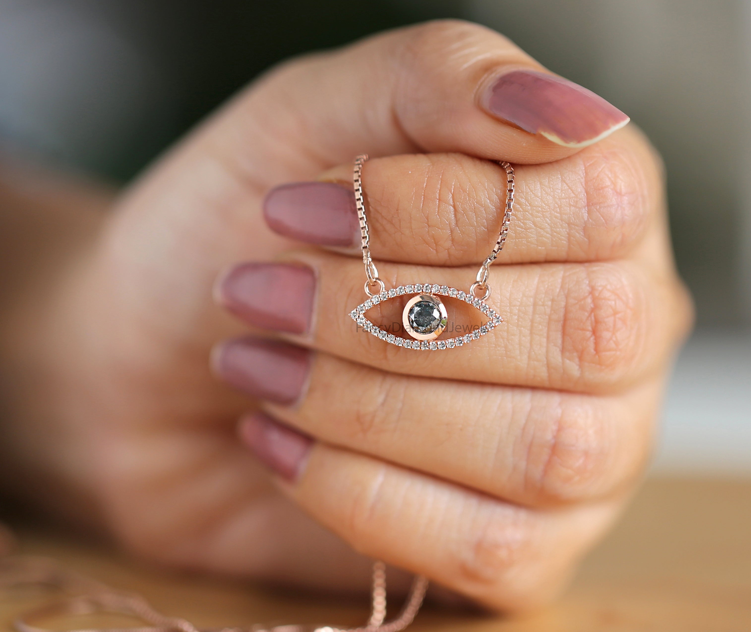 Round Brilliant Cut Blue Color Diamond Pendant, Unique Diamond Pendant, Round Brilliant Cut Diamond Pendant, Round Diamond Pendant, KDN9853