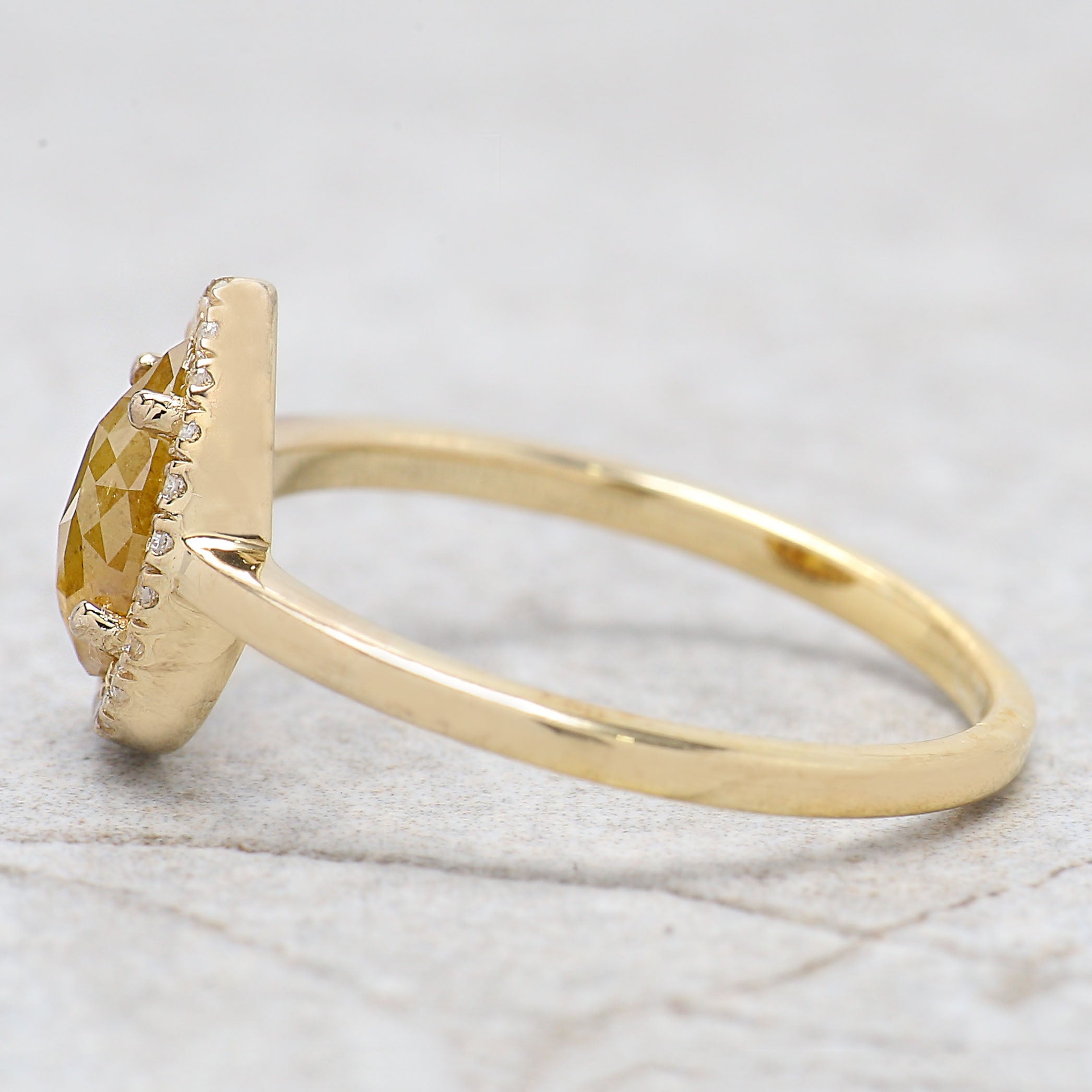 Pear Cut Yellow Color Diamond Ring 0.55 Ct 7.62 MM Pear Diamond Ring 14K Solid Yellow Gold Silver Pear Engagement Ring Gift For Her QK2580